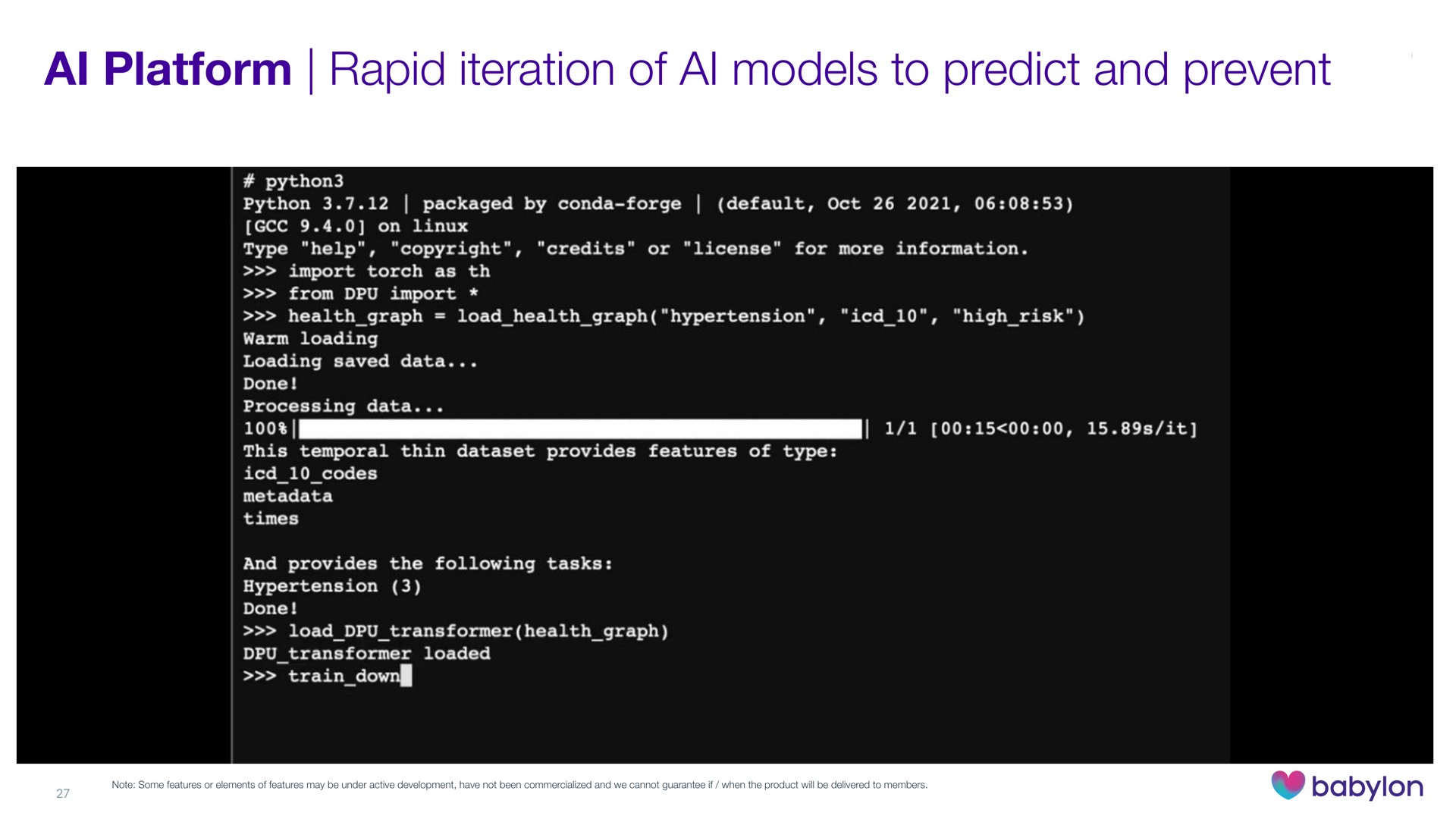 platform rapid iteration of models to predict and prevent | Babylon