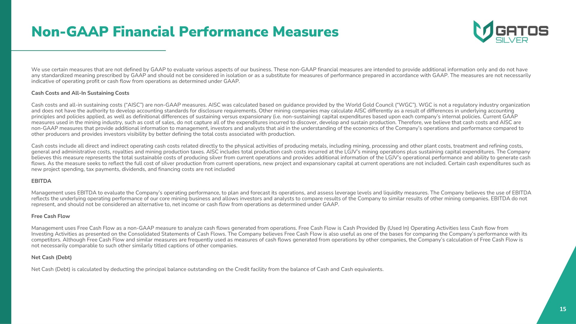 non financial performance measures | Gatos Silver