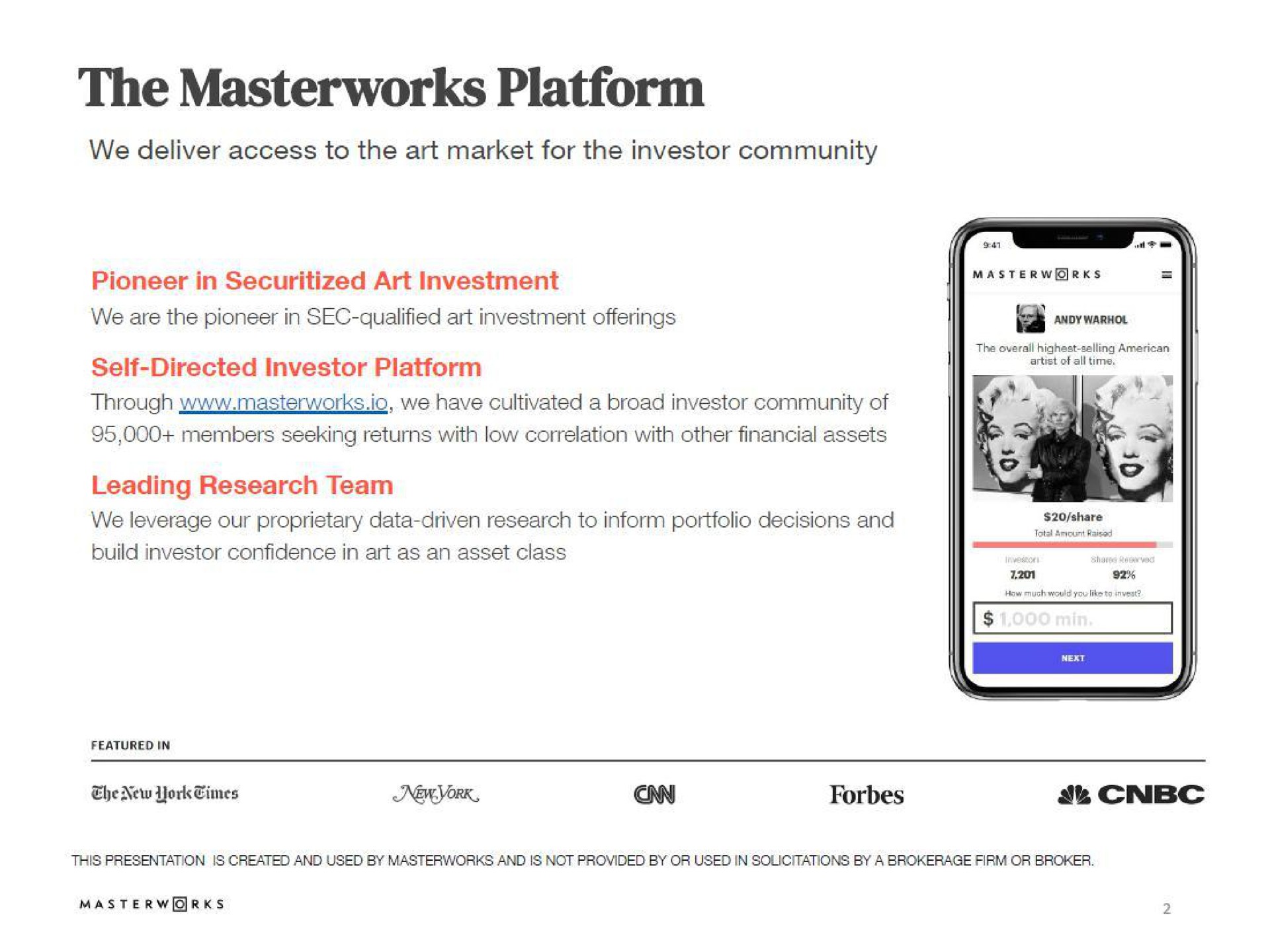the platform we deliver access to the art market for the investor community | Masterworks