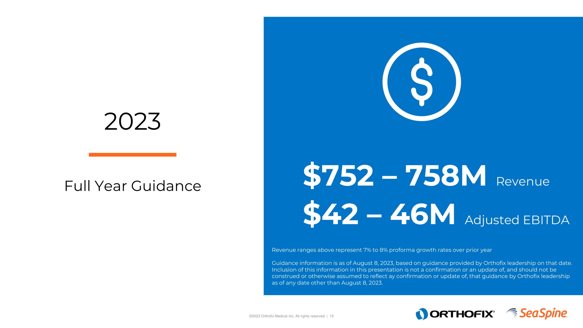 full year guidance revenue a adjusted | Orthofix