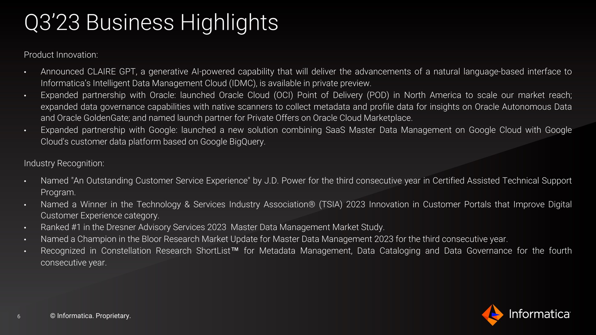 business highlights | Informatica