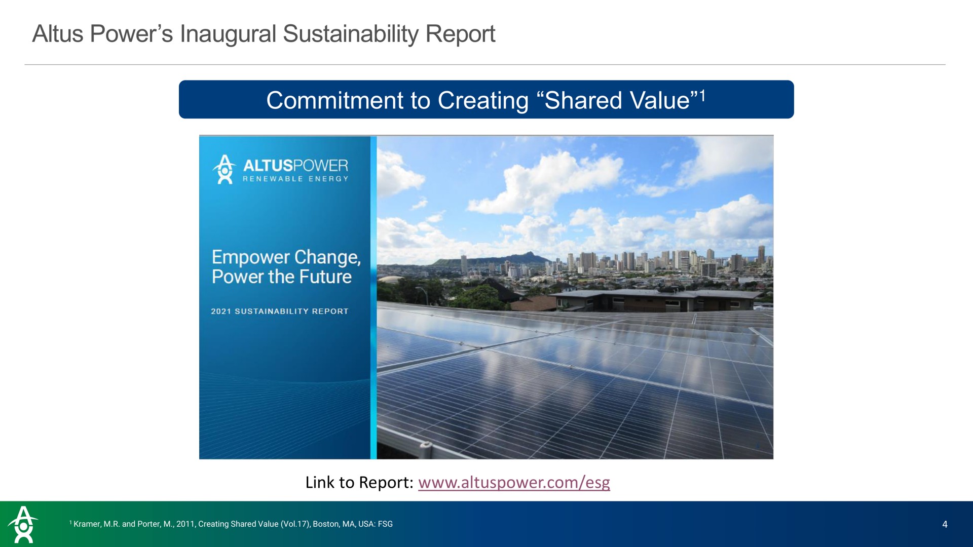 power inaugural report commitment to creating shared value empower change | Altus Power