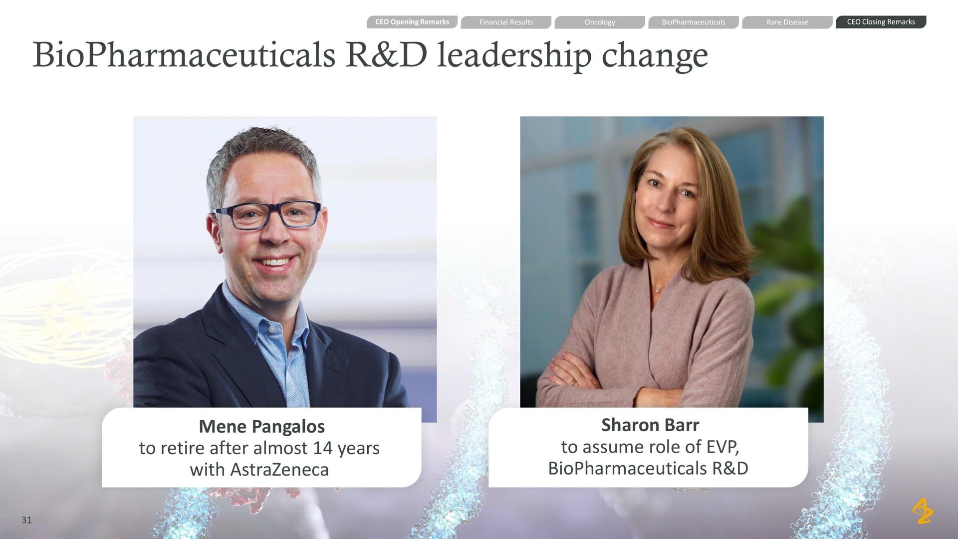 leadership change to retire after almost years with to assume role of | AstraZeneca