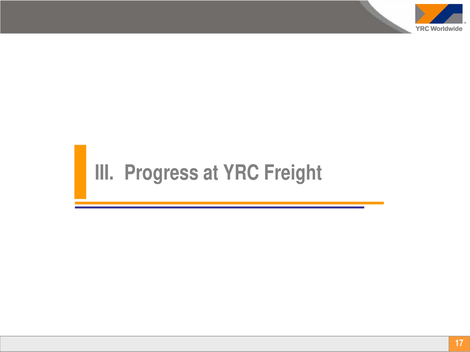 progress at freight | Yellow Corporation