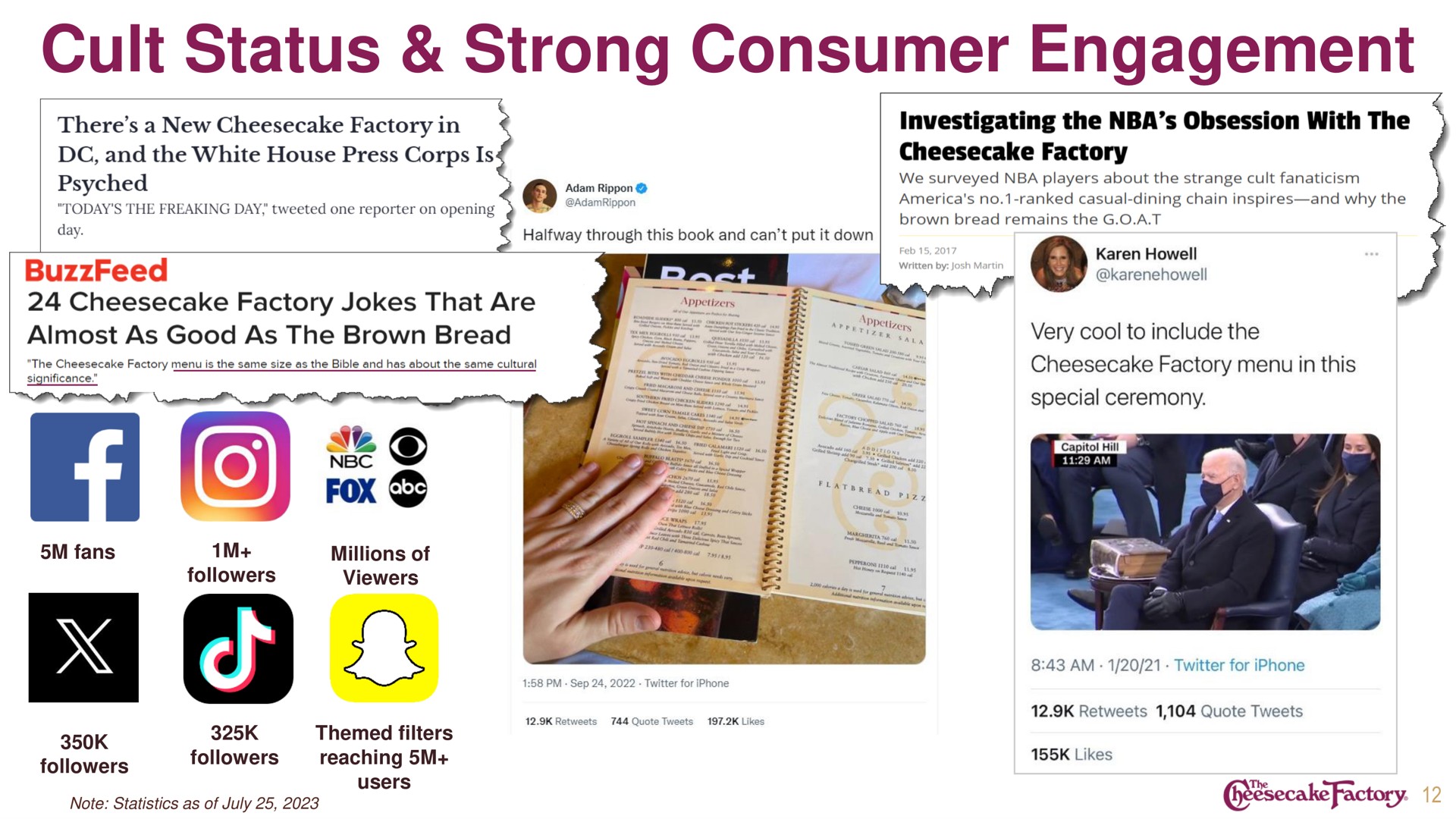 cult status strong consumer engagement | Cheesecake Factory