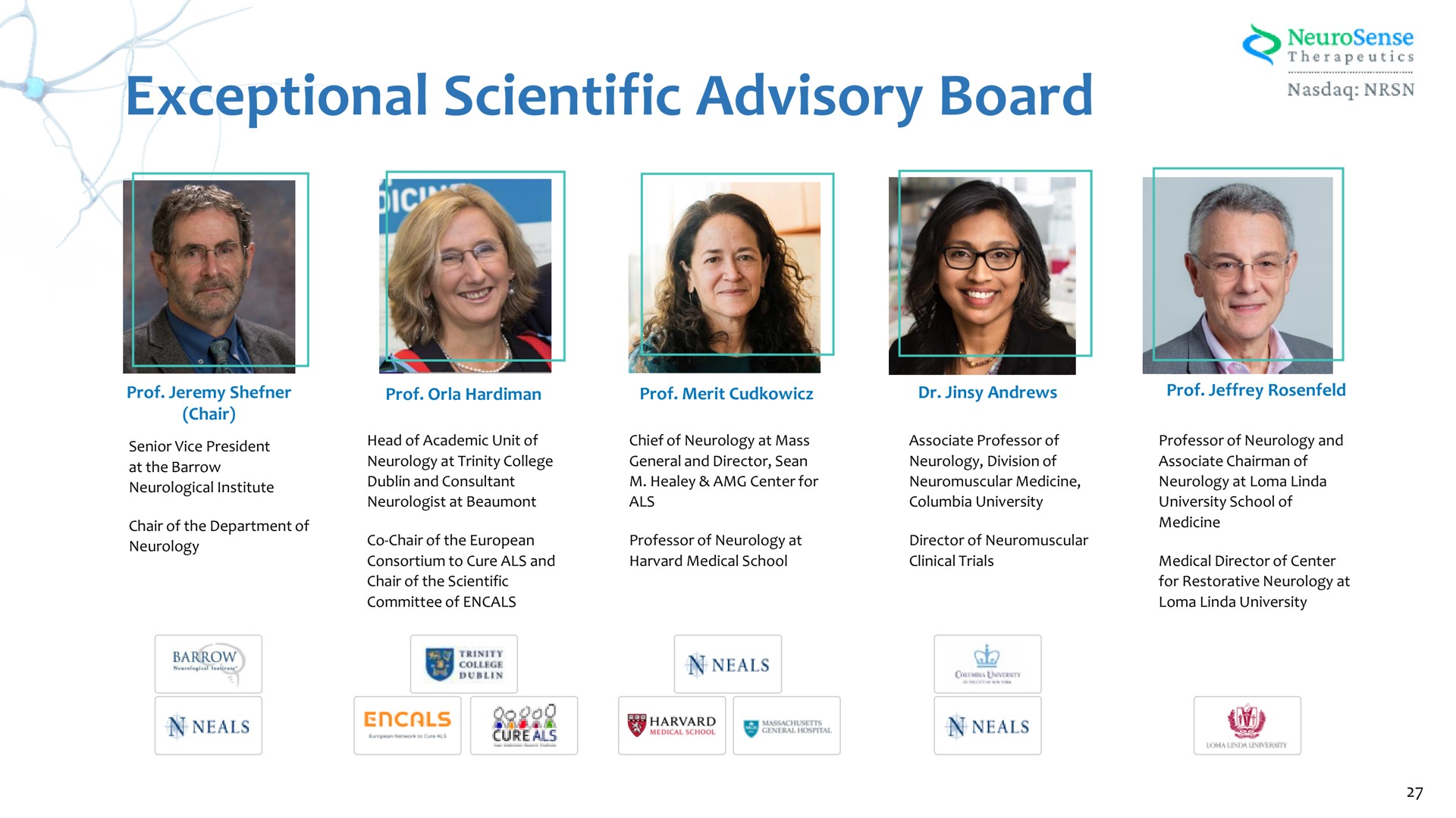 exceptional scientific advisory board | NeuroSense Therapeutics