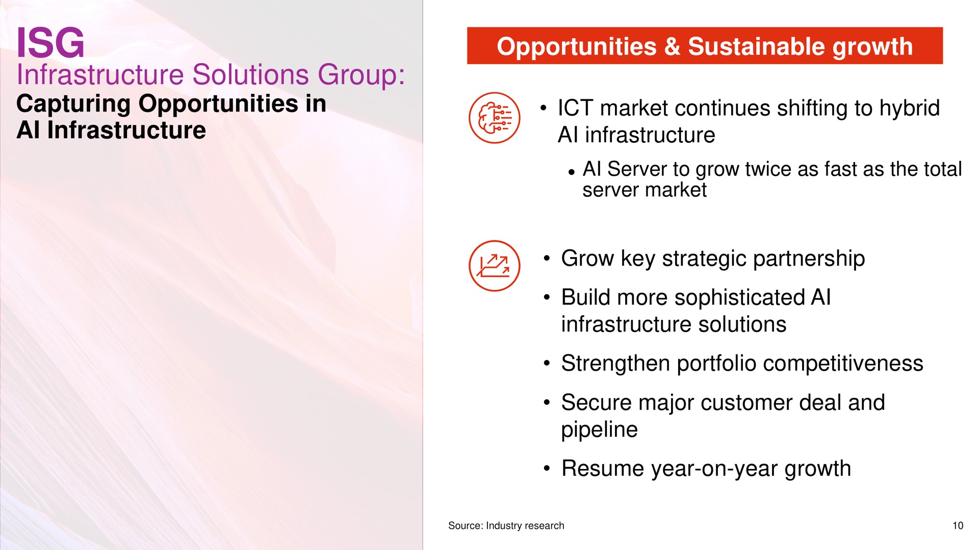 infrastructure solutions group capturing opportunities in infrastructure opportunities sustainable growth market continues shifting to hybrid grow key strategic partnership build more sophisticated secure major customer deal and | Lenovo