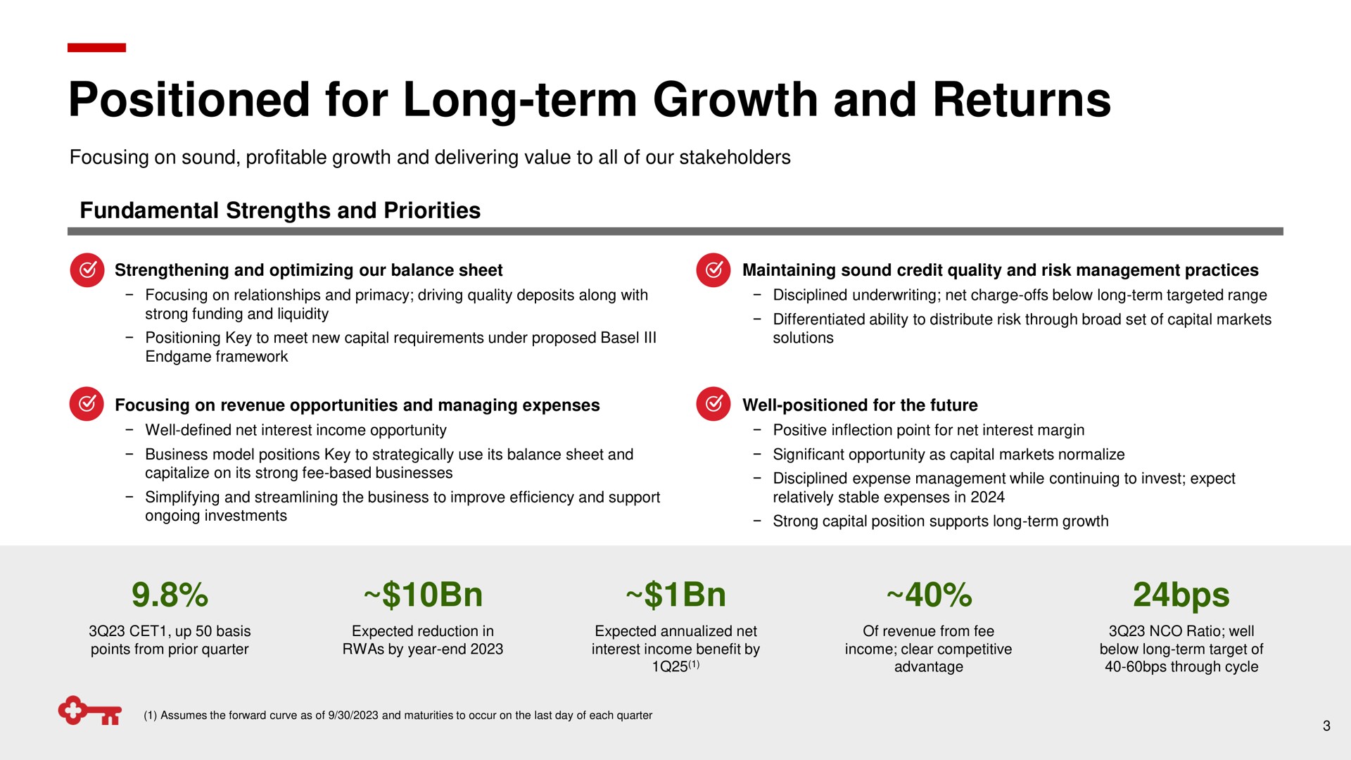 positioned for long term growth and returns | KeyCorp