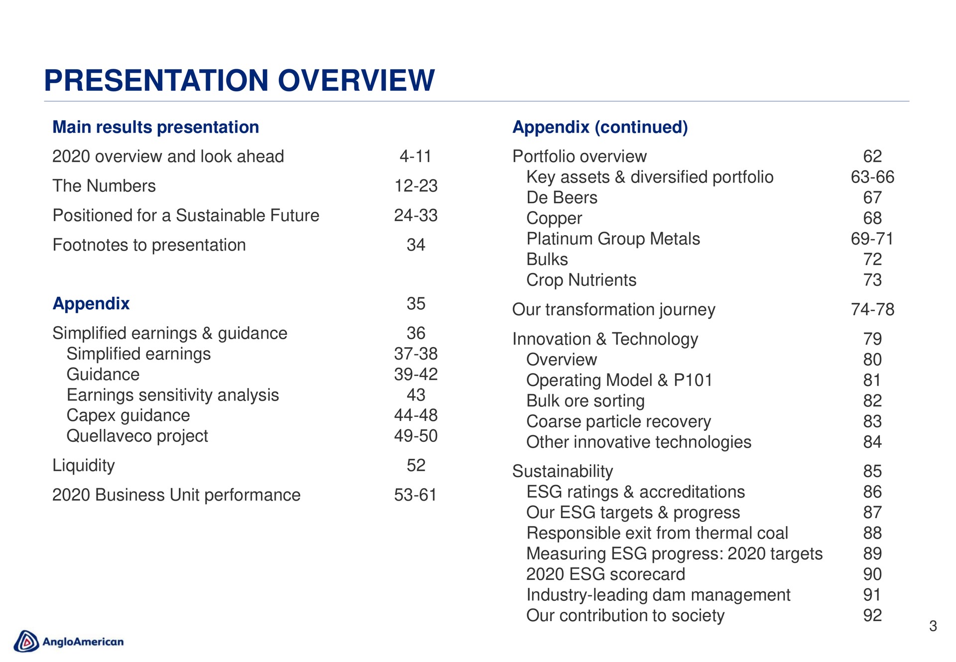 presentation overview | AngloAmerican