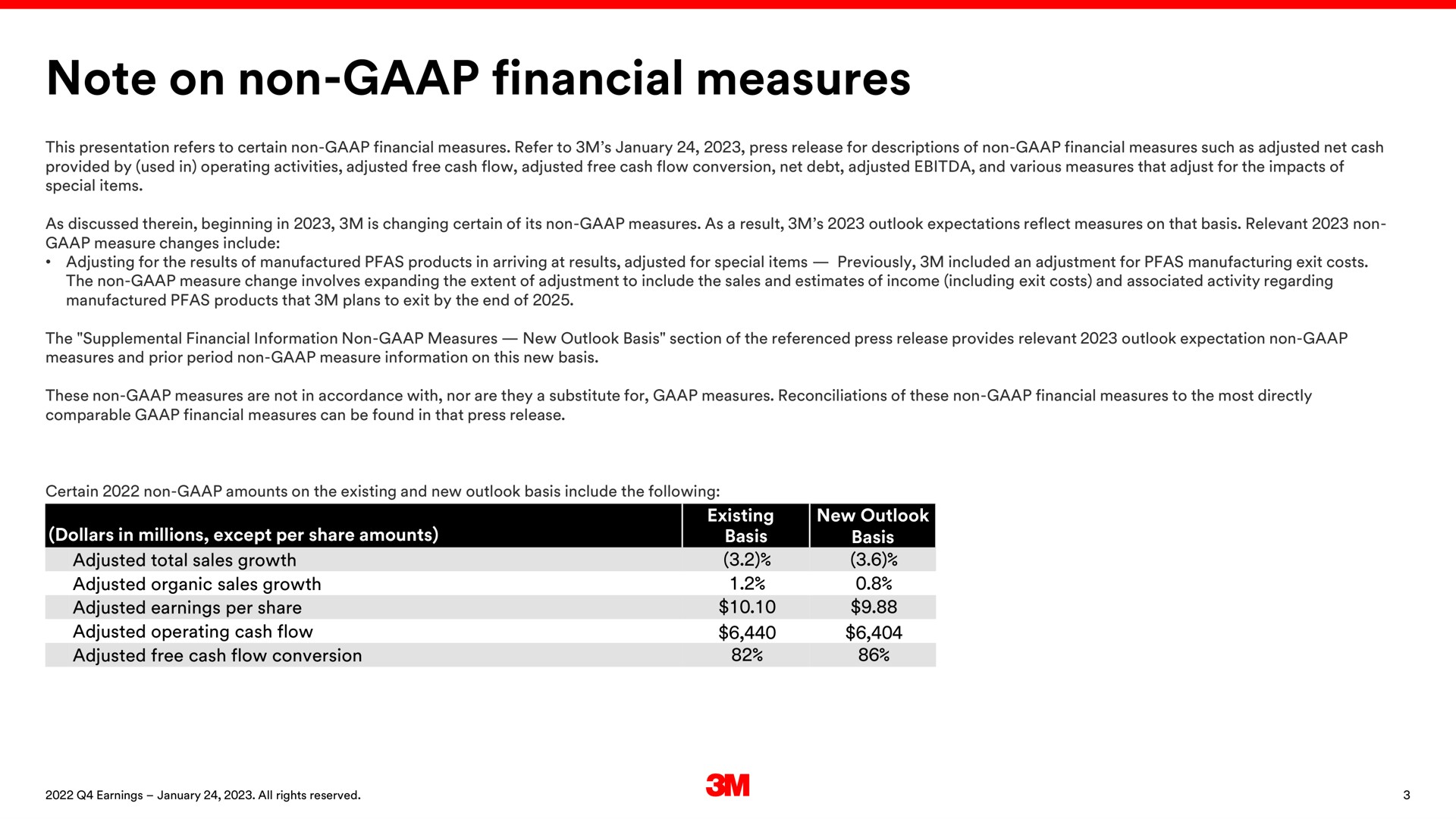 note on non financial measures | 3M