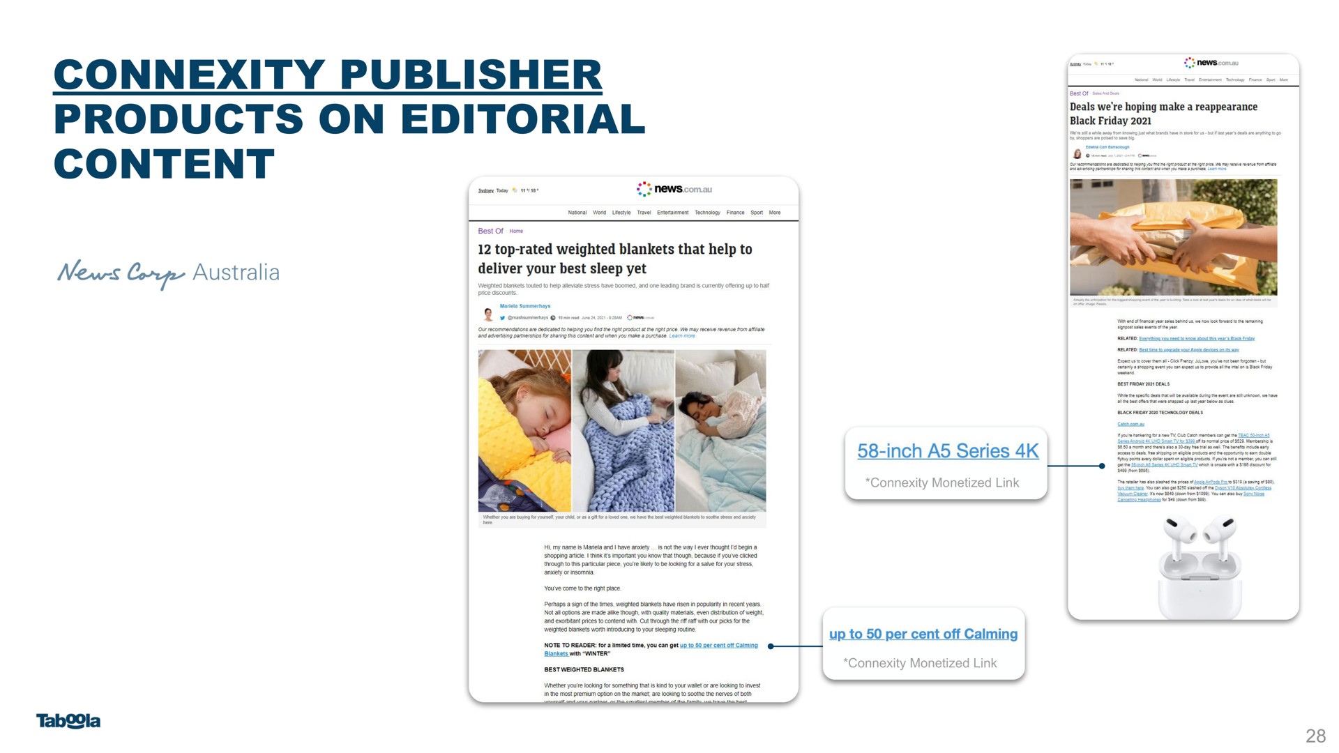 connexity publisher products on editorial content | Taboola