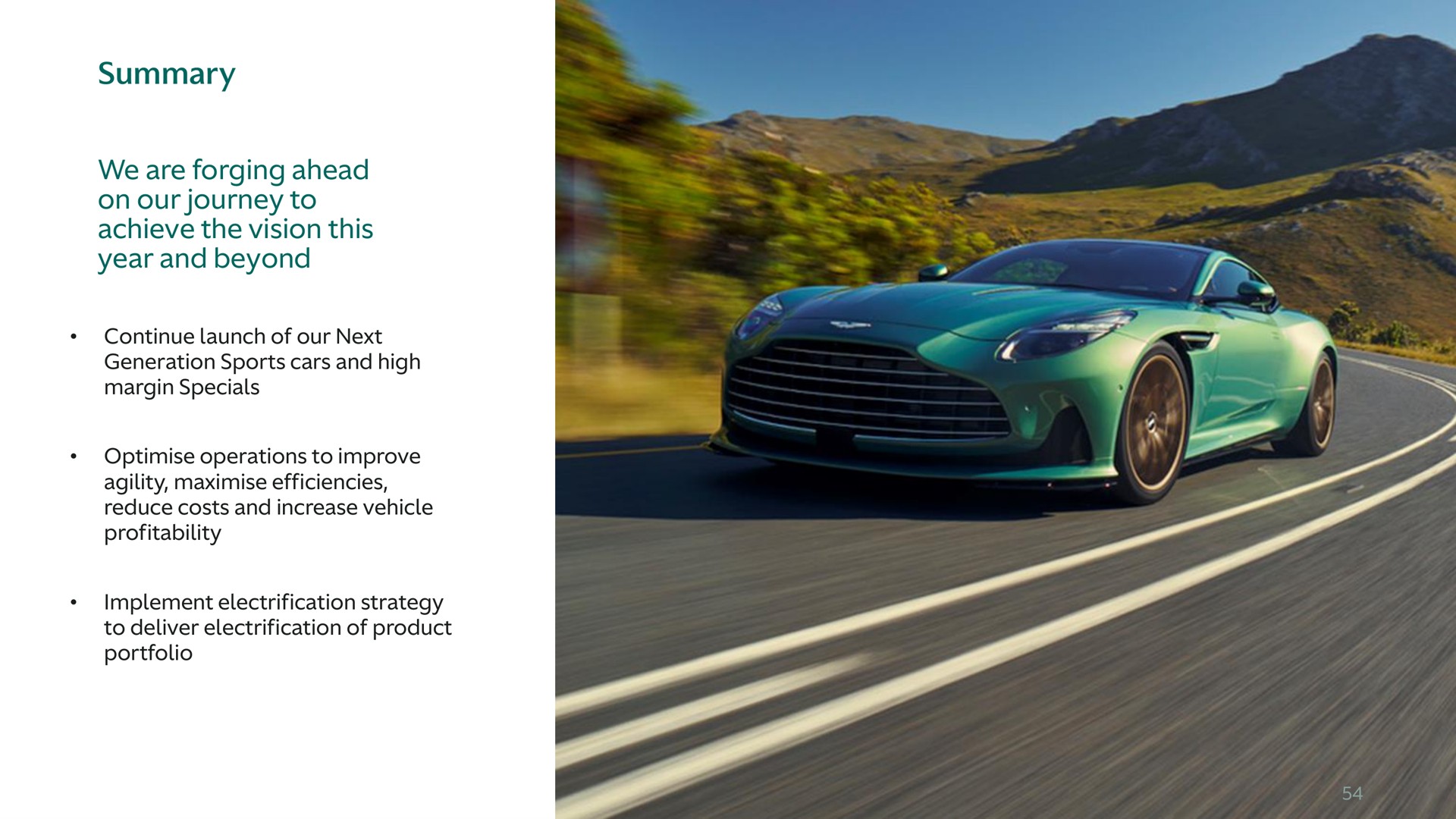 summary we are forging ahead on our journey to achieve the vision this year and beyond | Aston Martin Lagonda