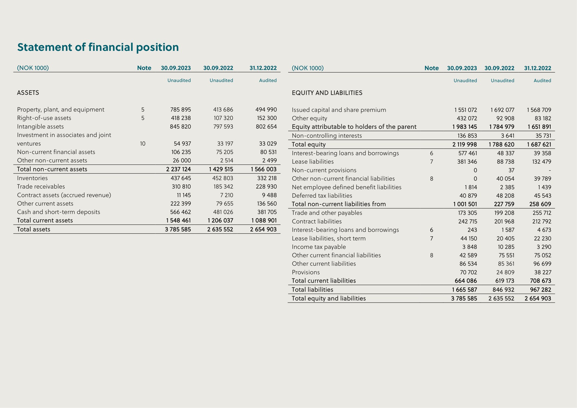 statement of financial position non current assets trade receivables interest bearing loans and borrowings net employee defined benefit liabilities | Hexagon Purus