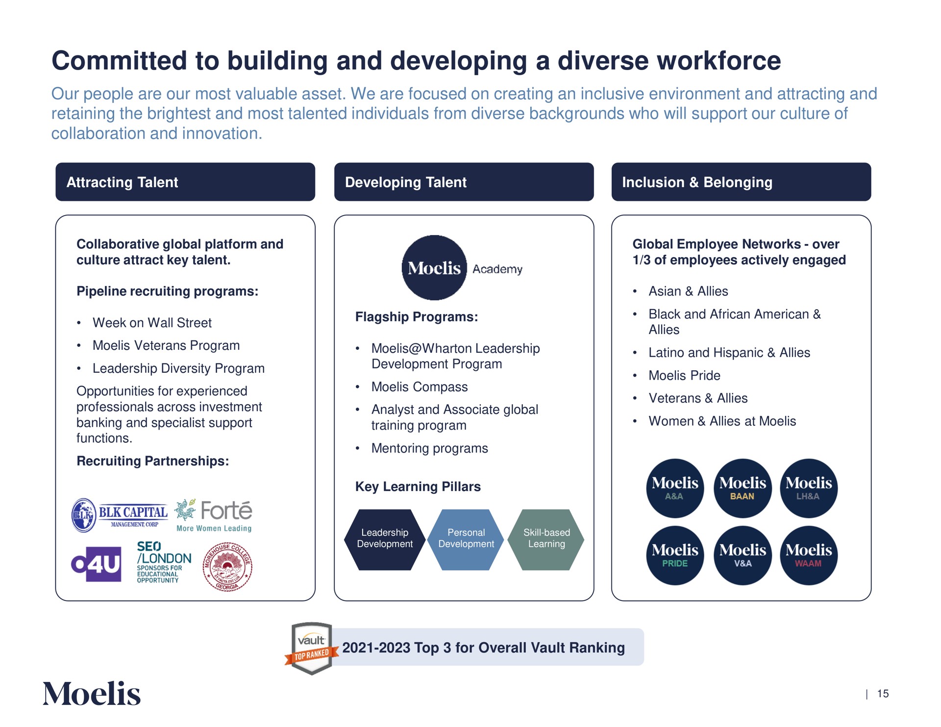 committed to building and developing a diverse fort | Moelis & Company