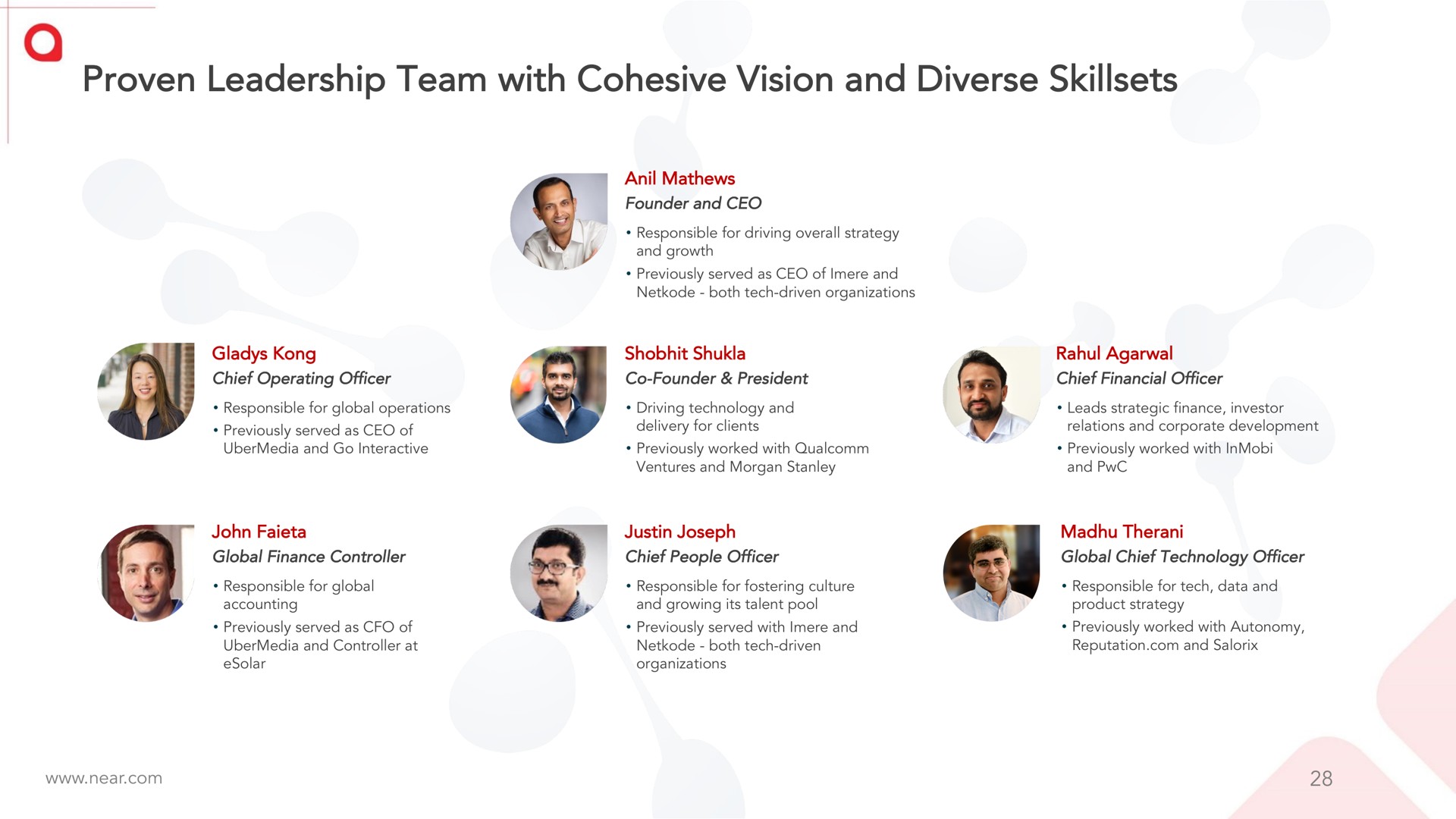 proven leadership team with cohesive vision and diverse | Near