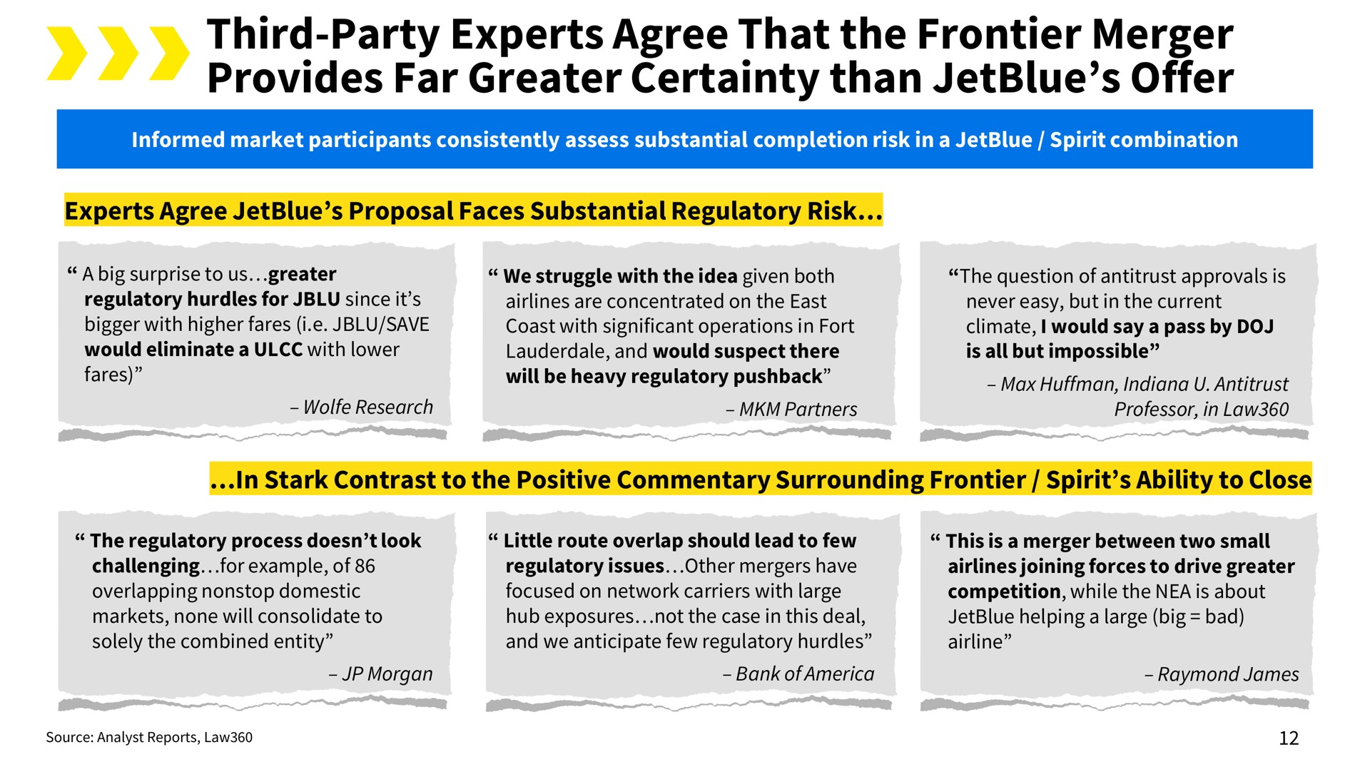 third party experts agree that the frontier merger provides far greater certainty than offer | Spirit