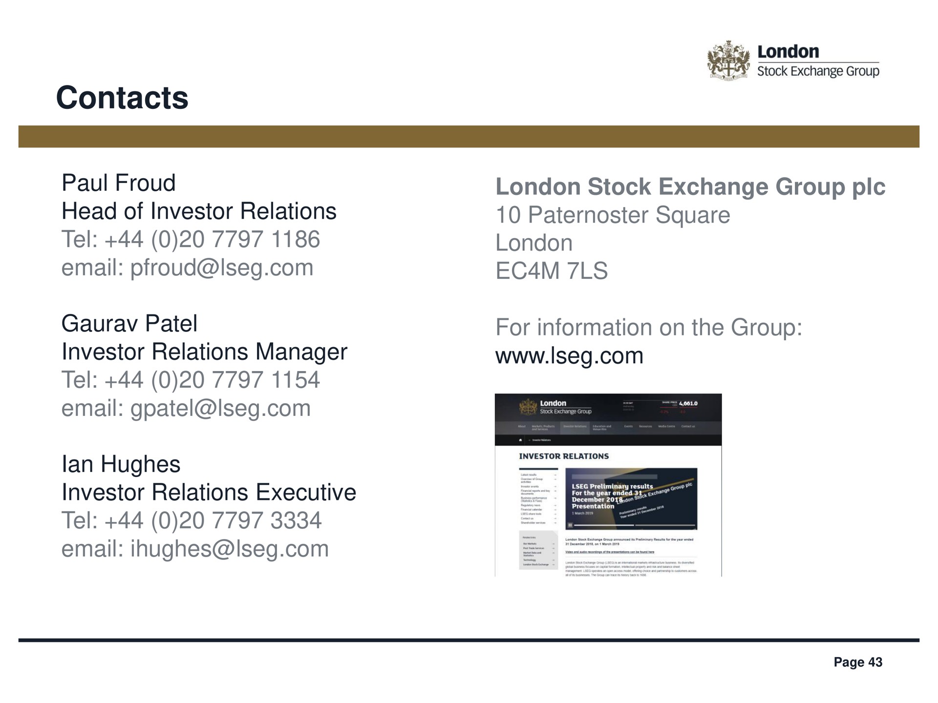 contacts | LSE