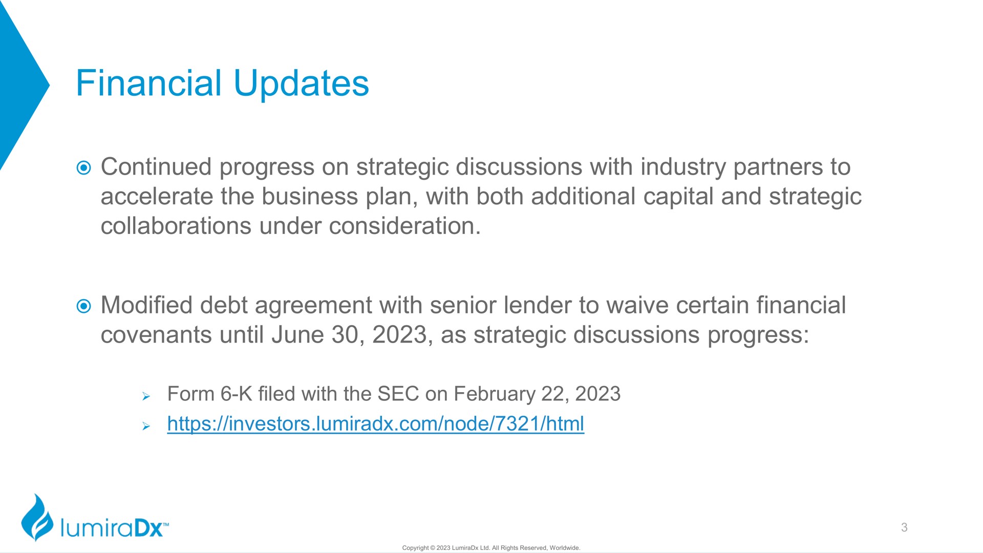 financial updates | LumiraDx