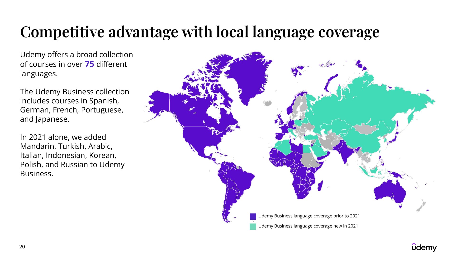 competitive advantage with local language coverage | Udemy