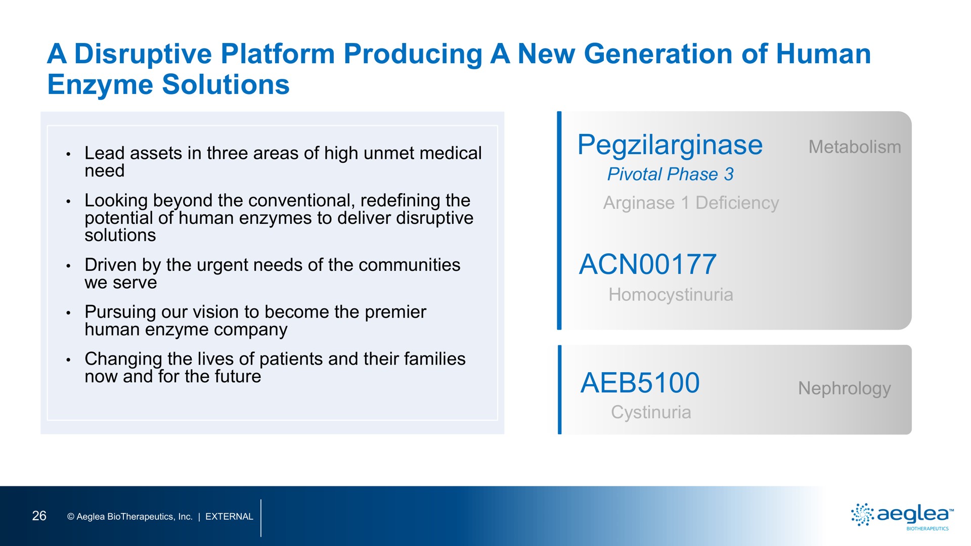 a disruptive platform producing a new generation of human enzyme solutions | Aeglea BioTherapeutics
