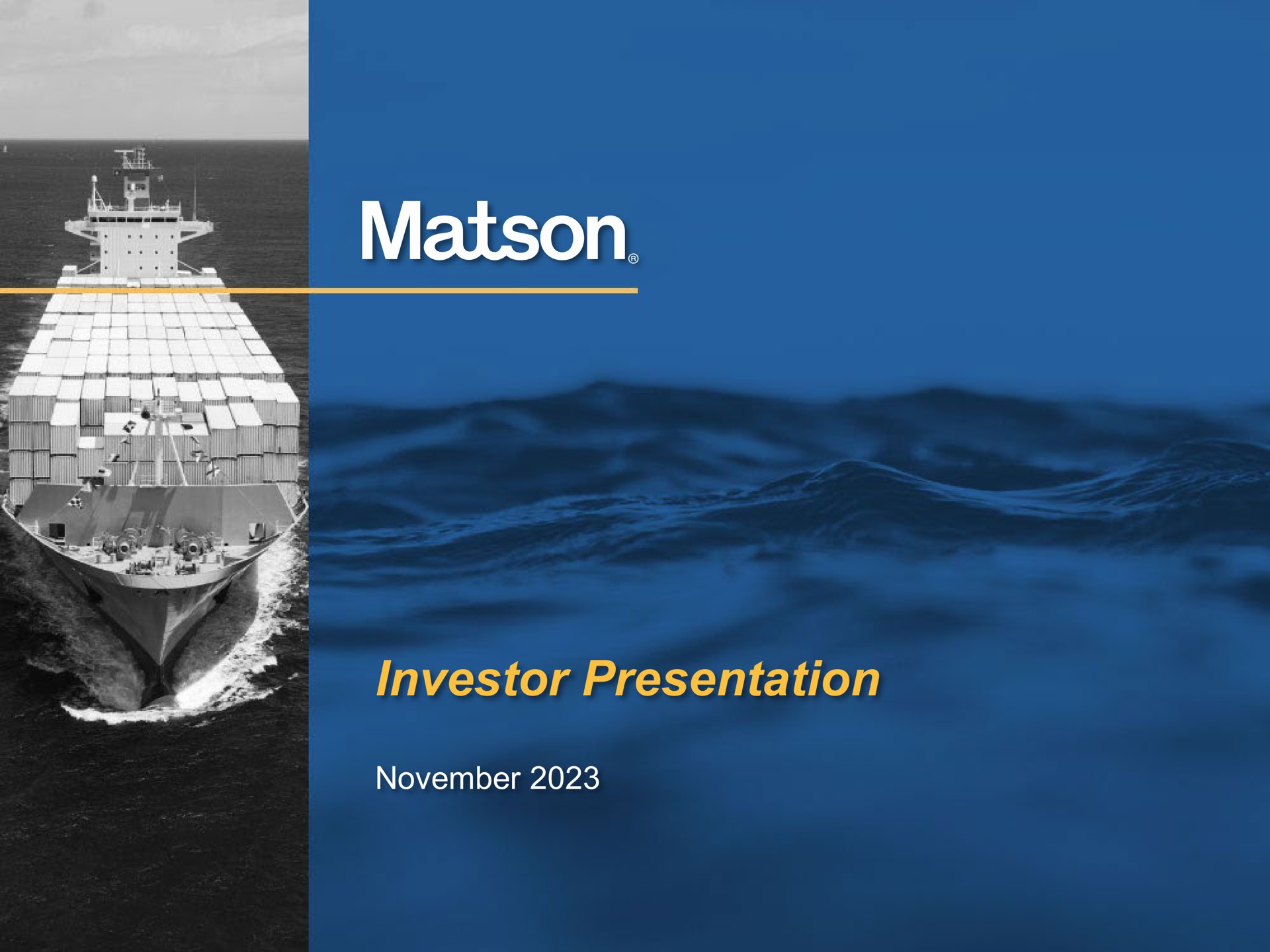 investor presentation | Matson