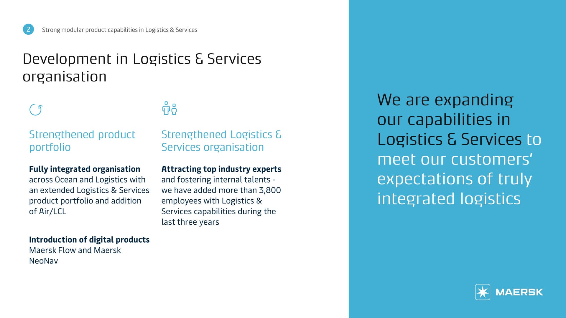 development in logistics services portfolio we meet our customers expectations of truly integrated logistics | Maersk