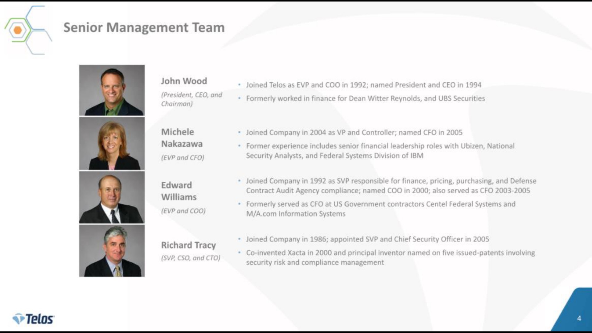 senior management team | Telos