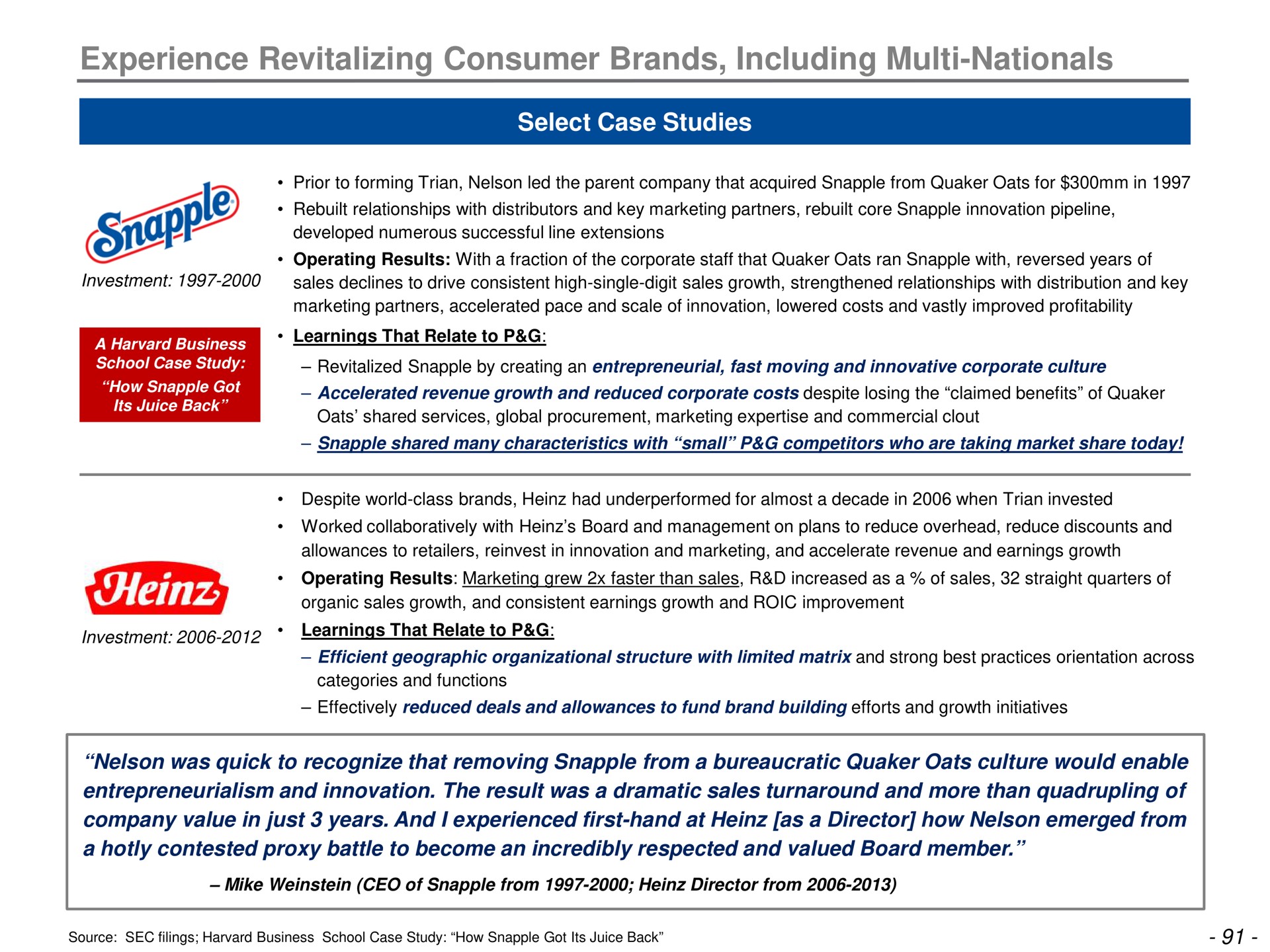 experience revitalizing consumer brands including nationals | Trian Partners