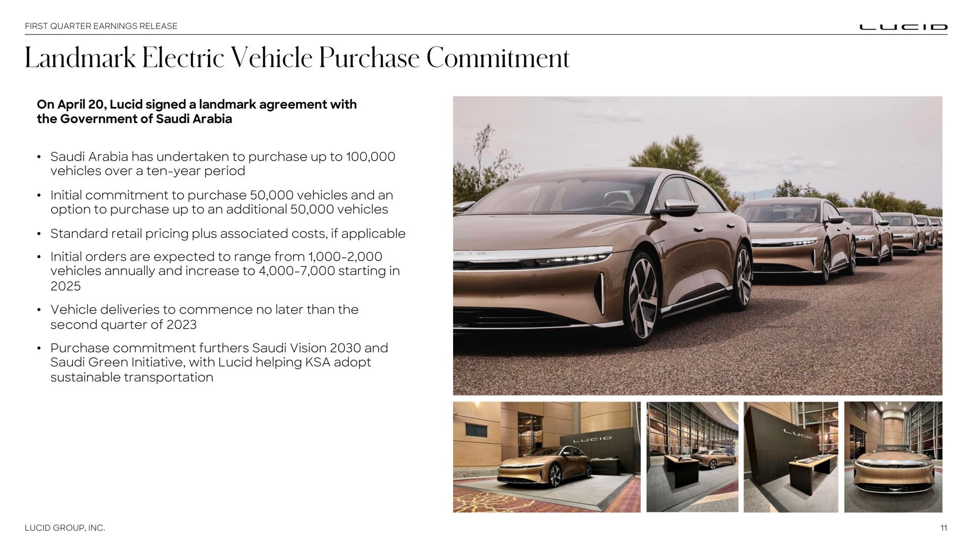 landmark electric vehicle purchase commitment | Lucid Motors