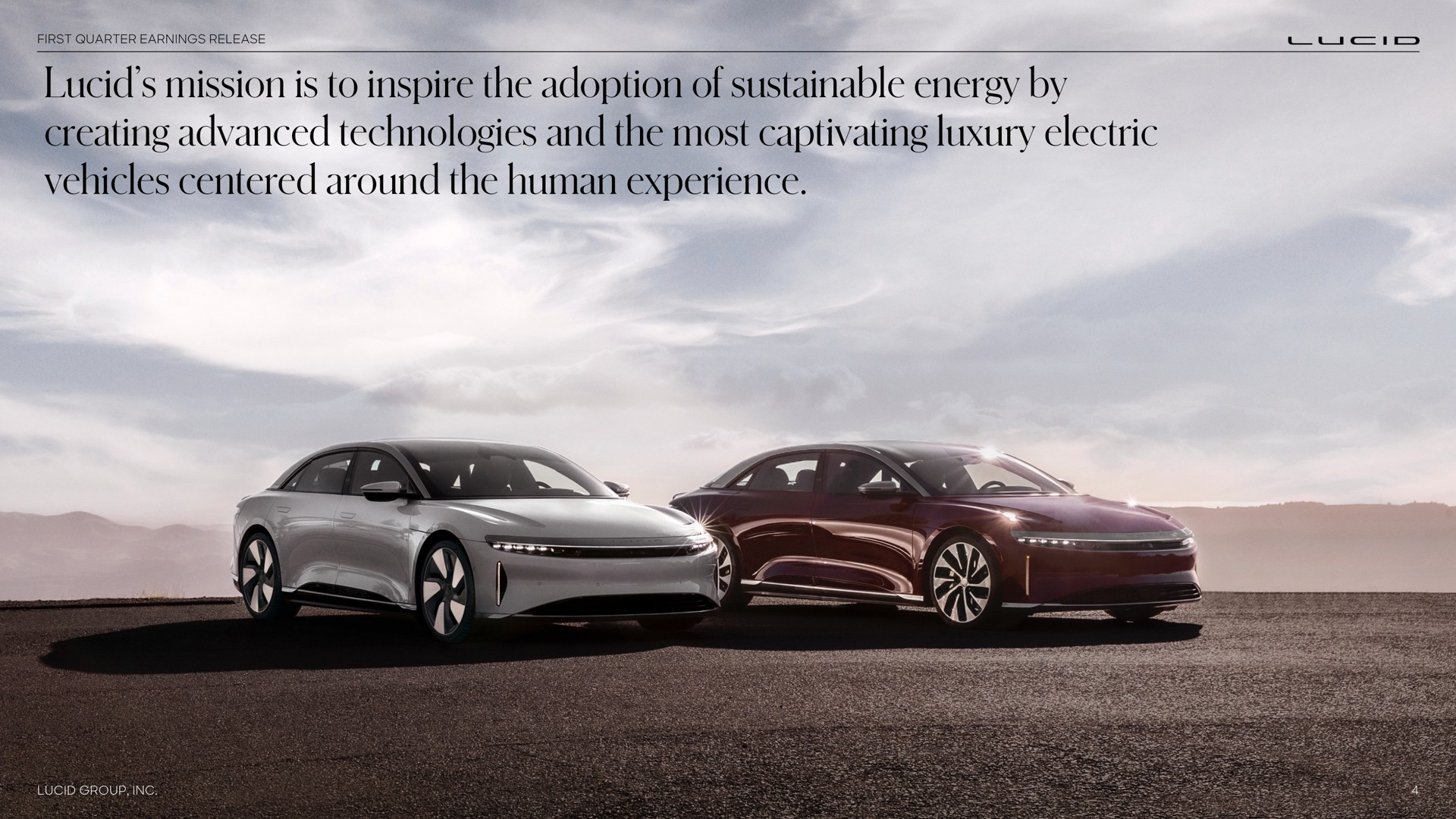 lucid mission is to inspire the adoption of sustainable energy by creating advanced technologies and the most captivating luxury electric vehicles centered around the human experience | Lucid Motors