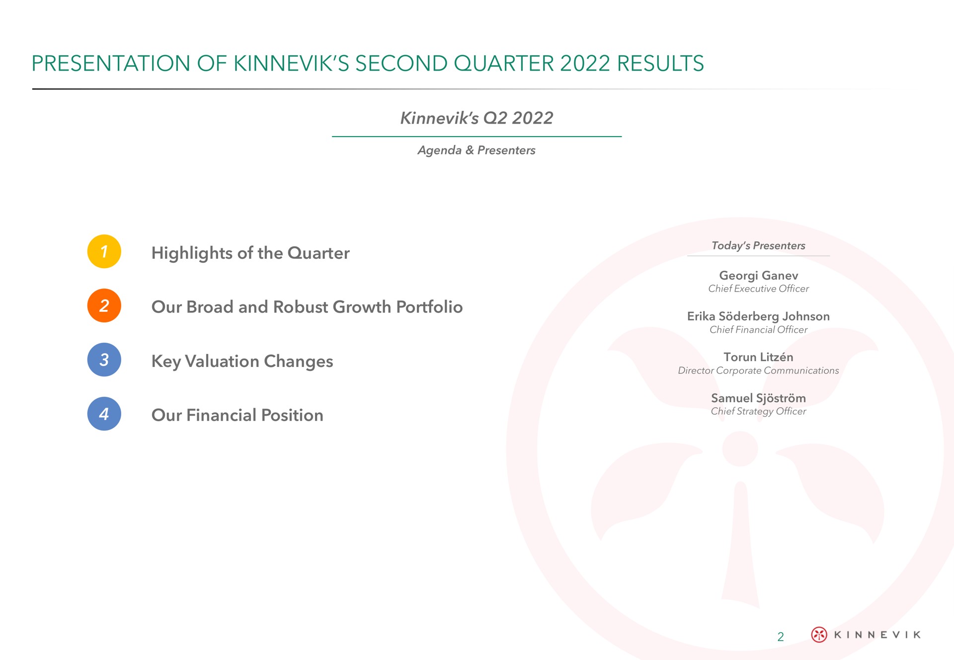 presentation of second quarter results | Kinnevik