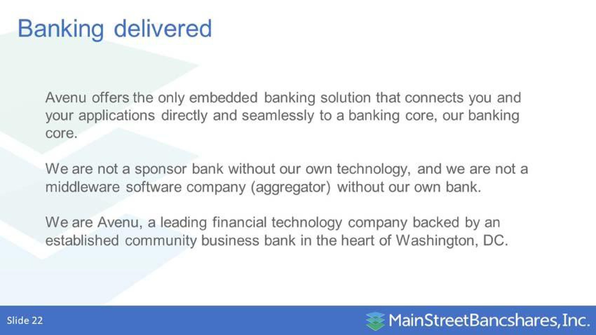 banking delivered | MainStreet Bancshares