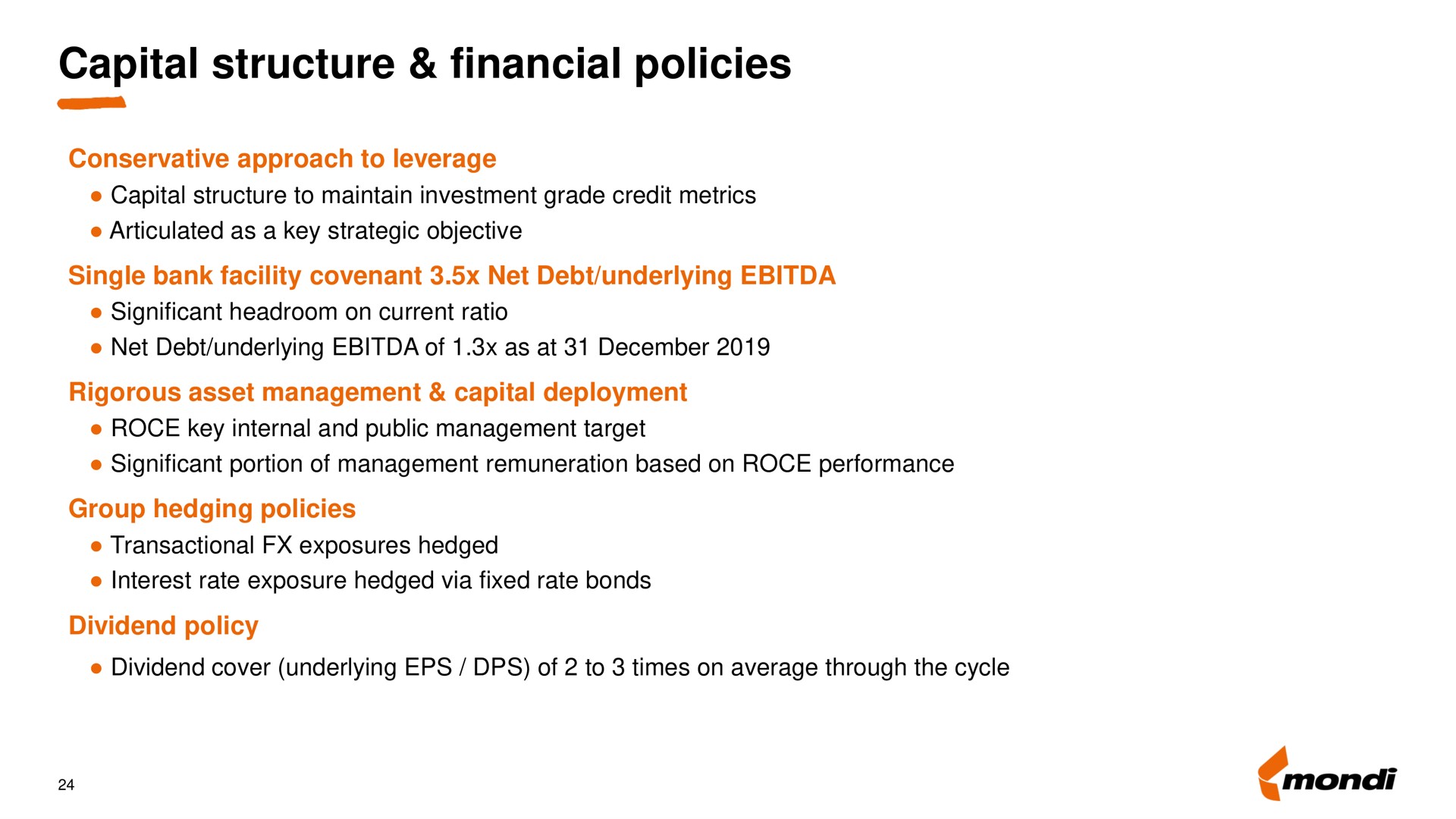 capital structure financial policies | Mondi