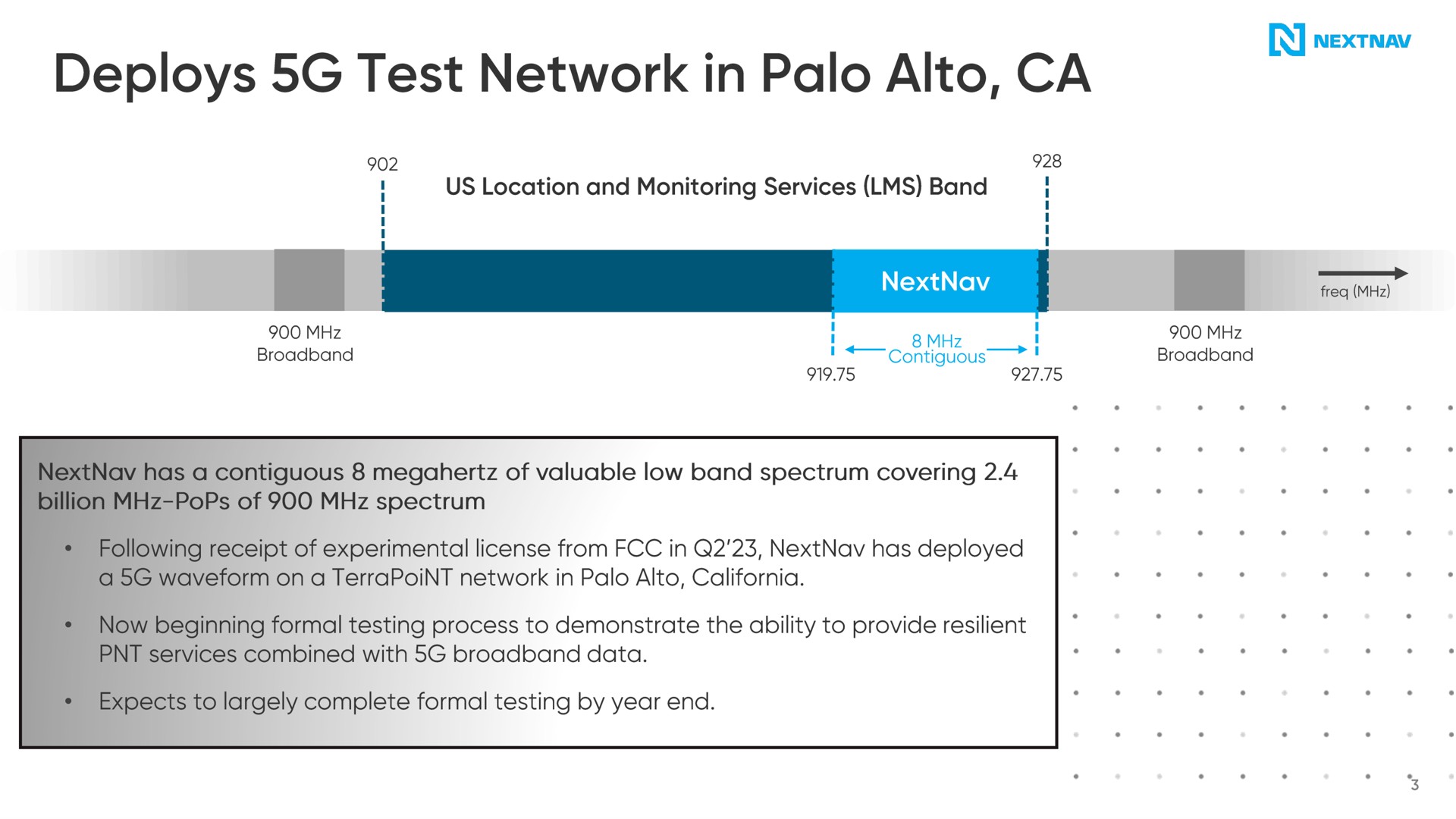 deploys test network in alto nines | NextNav
