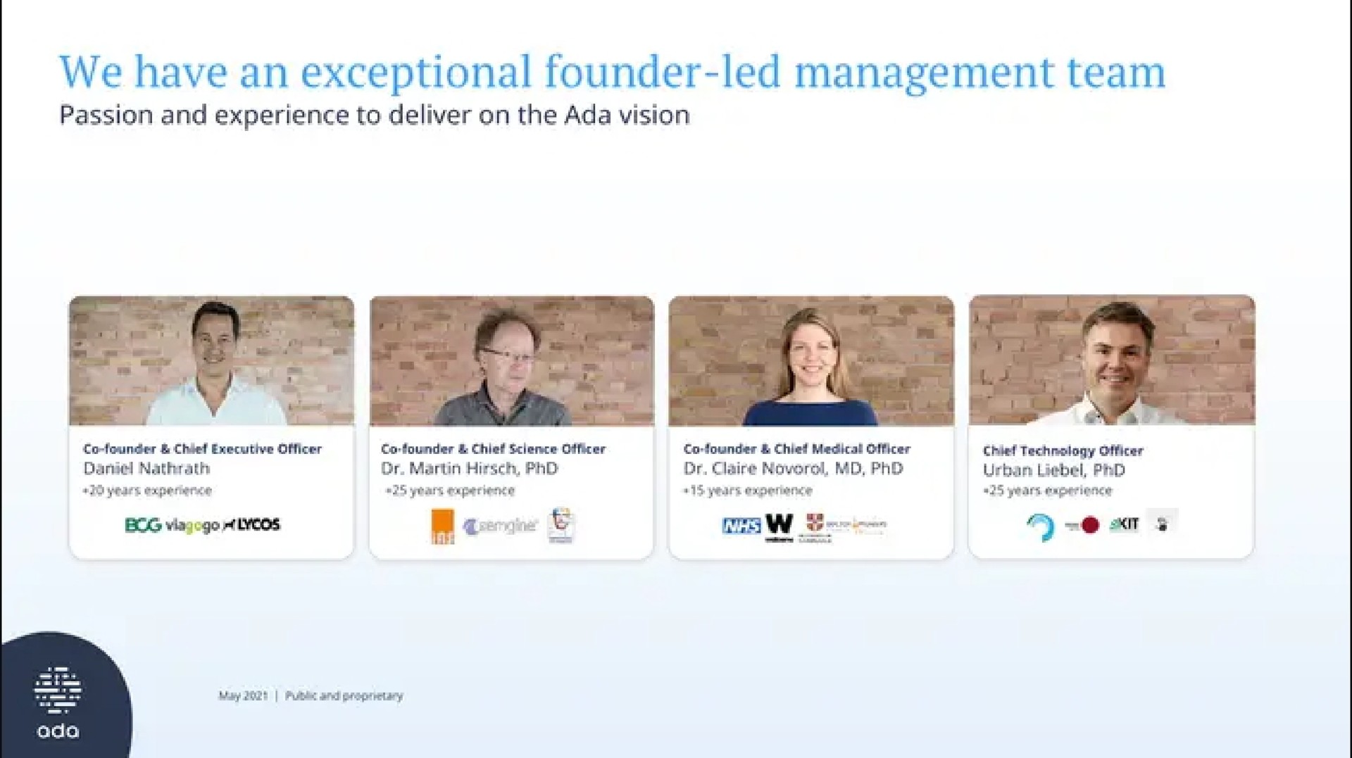 we have an exceptional founder led management team | Ada Health