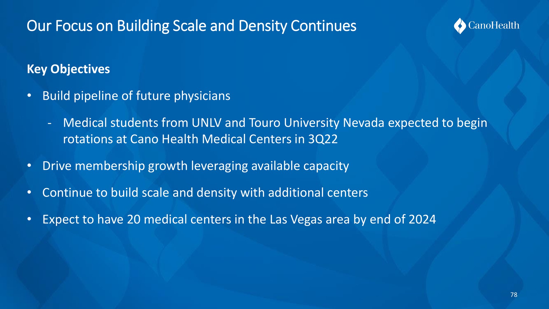 our focus on building scale and density continues | Cano Health