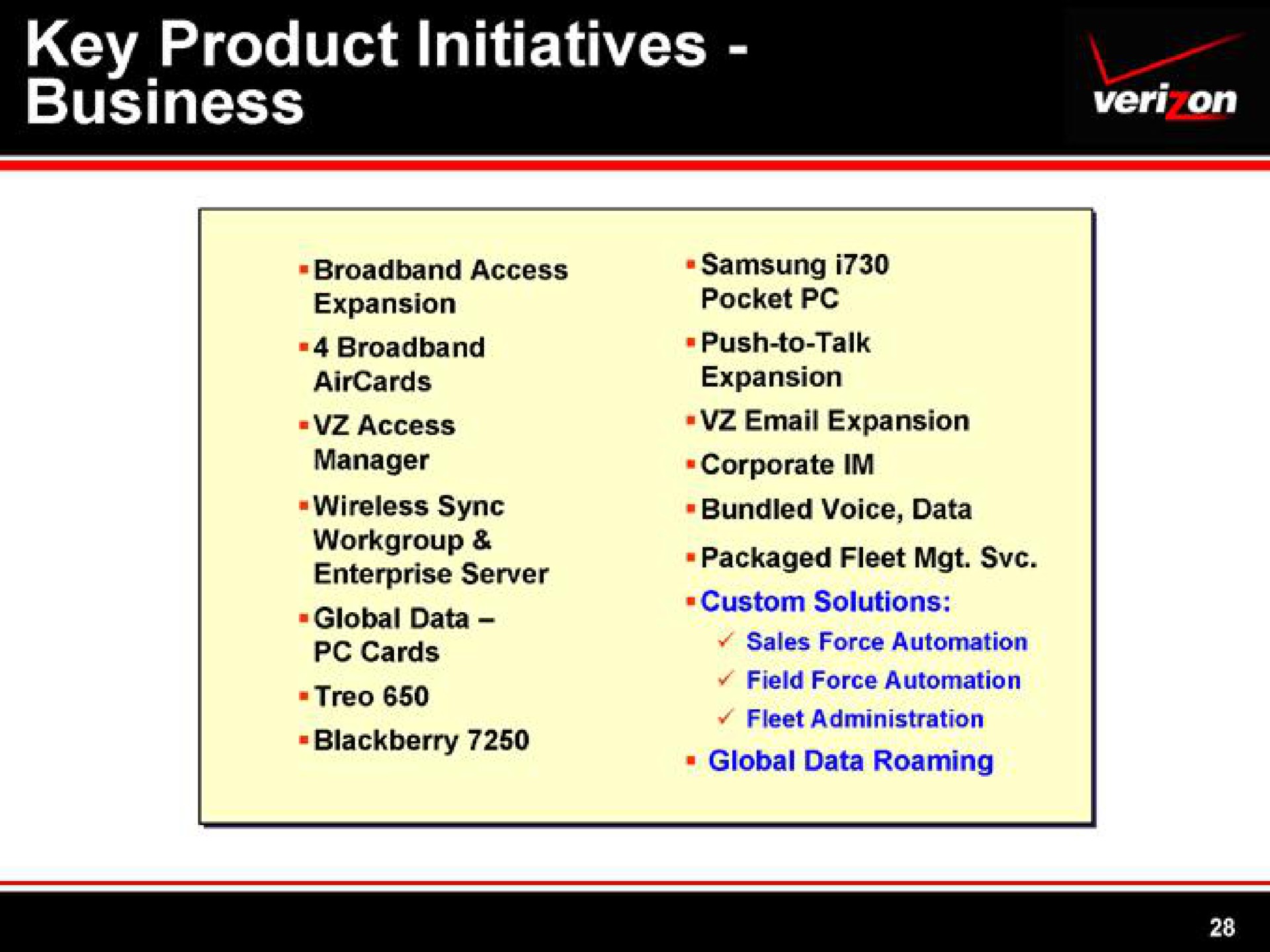 key product initiatives | Verizon
