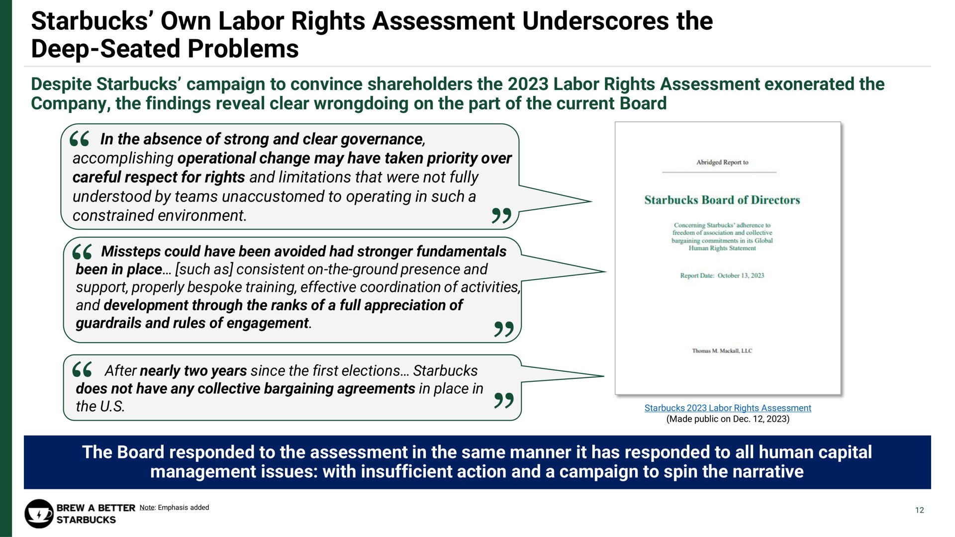 own labor rights assessment underscores the deep seated problems | Strategic Organizing Center