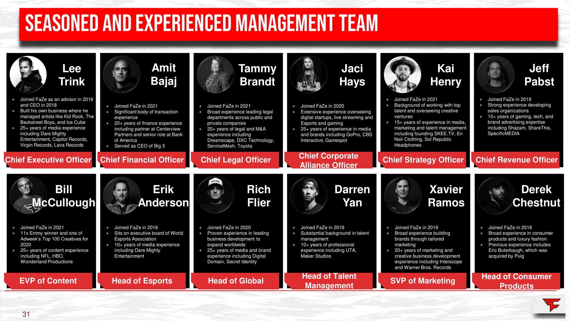 seasoned and experienced management team i blan hays bill | FaZe