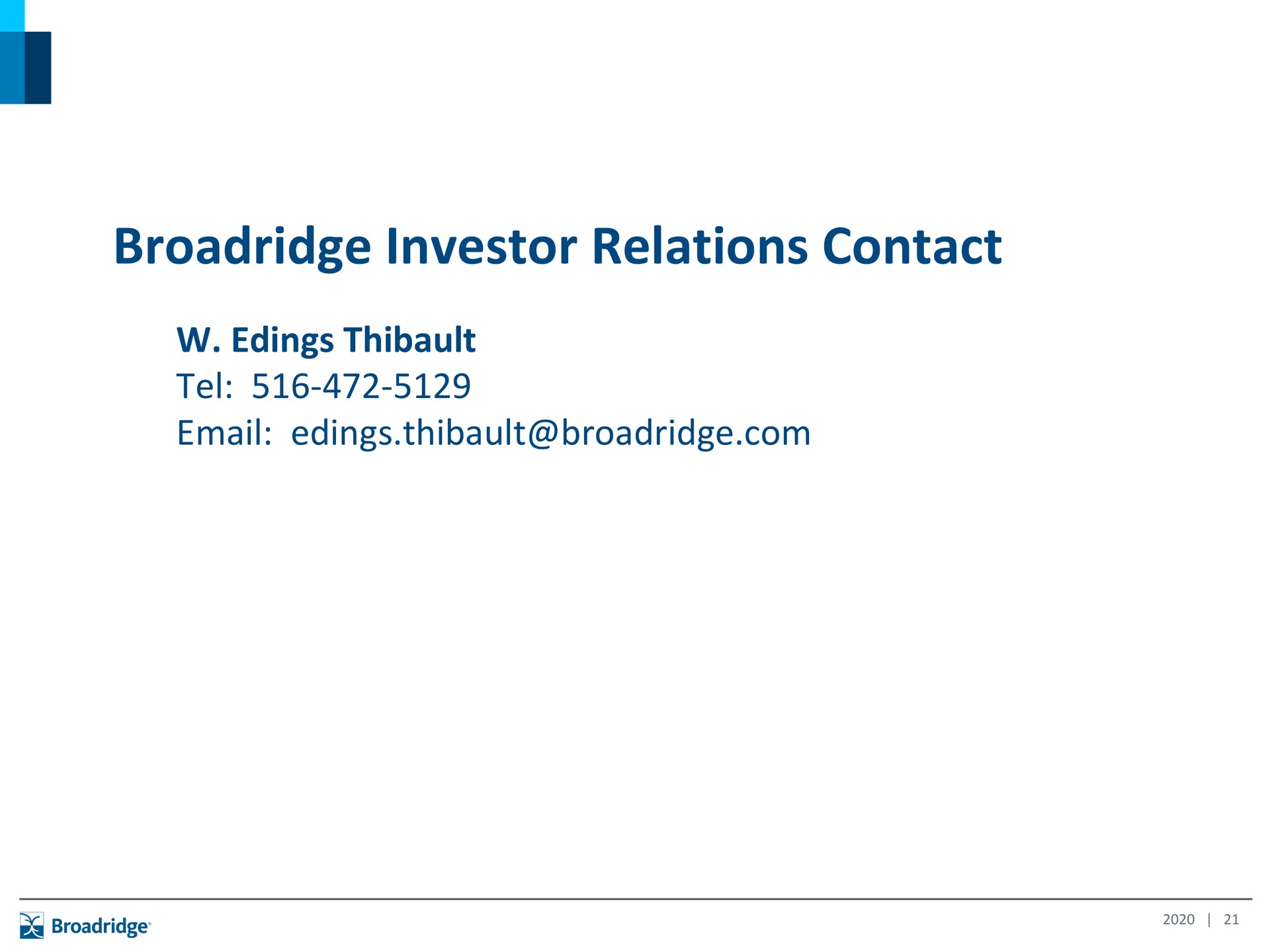 investor relations contact | Broadridge Financial Solutions