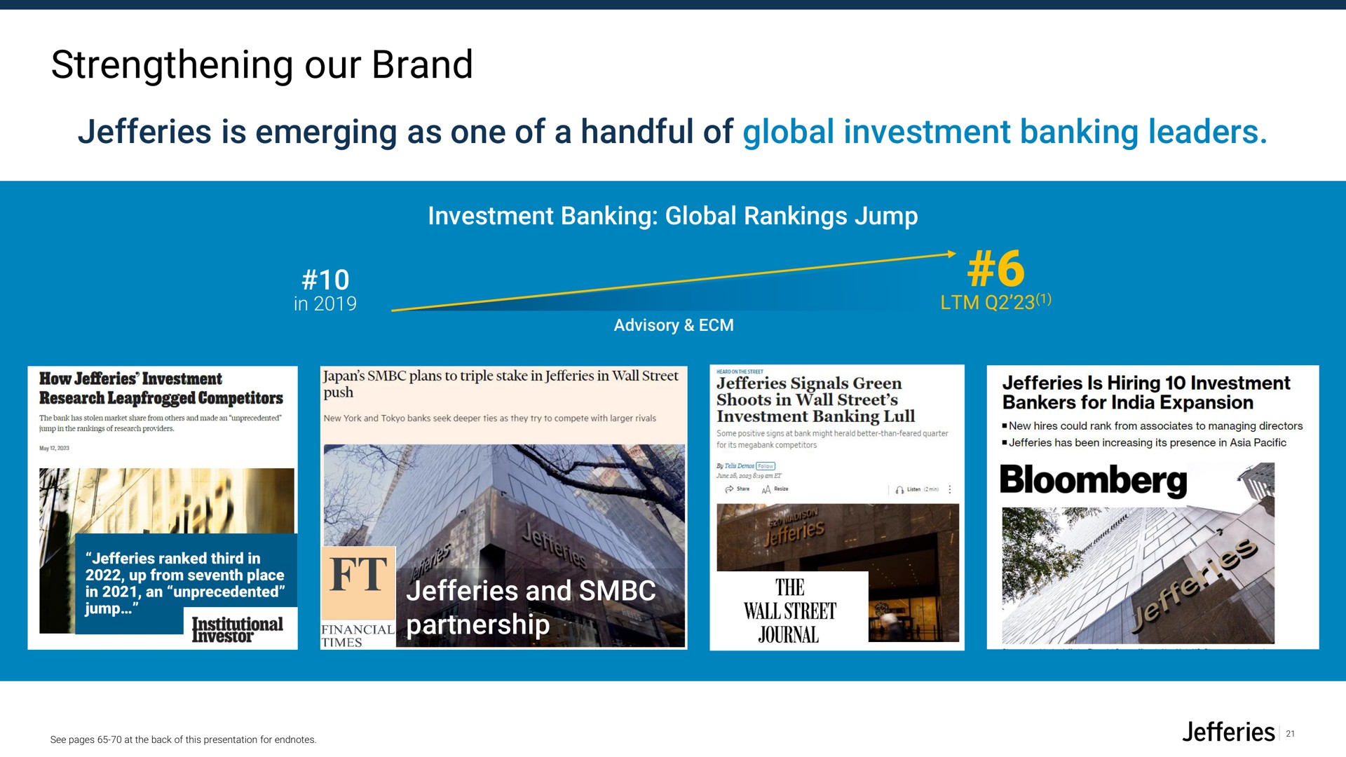 strengthening our brand is emerging as one of a handful of global investment banking leaders and partnership | Jefferies Financial Group