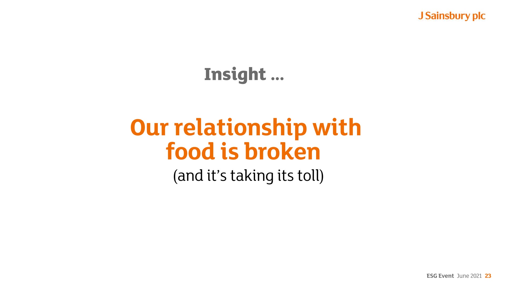 insight our relationship with food is broken and it taking its toll | Sainsbury's