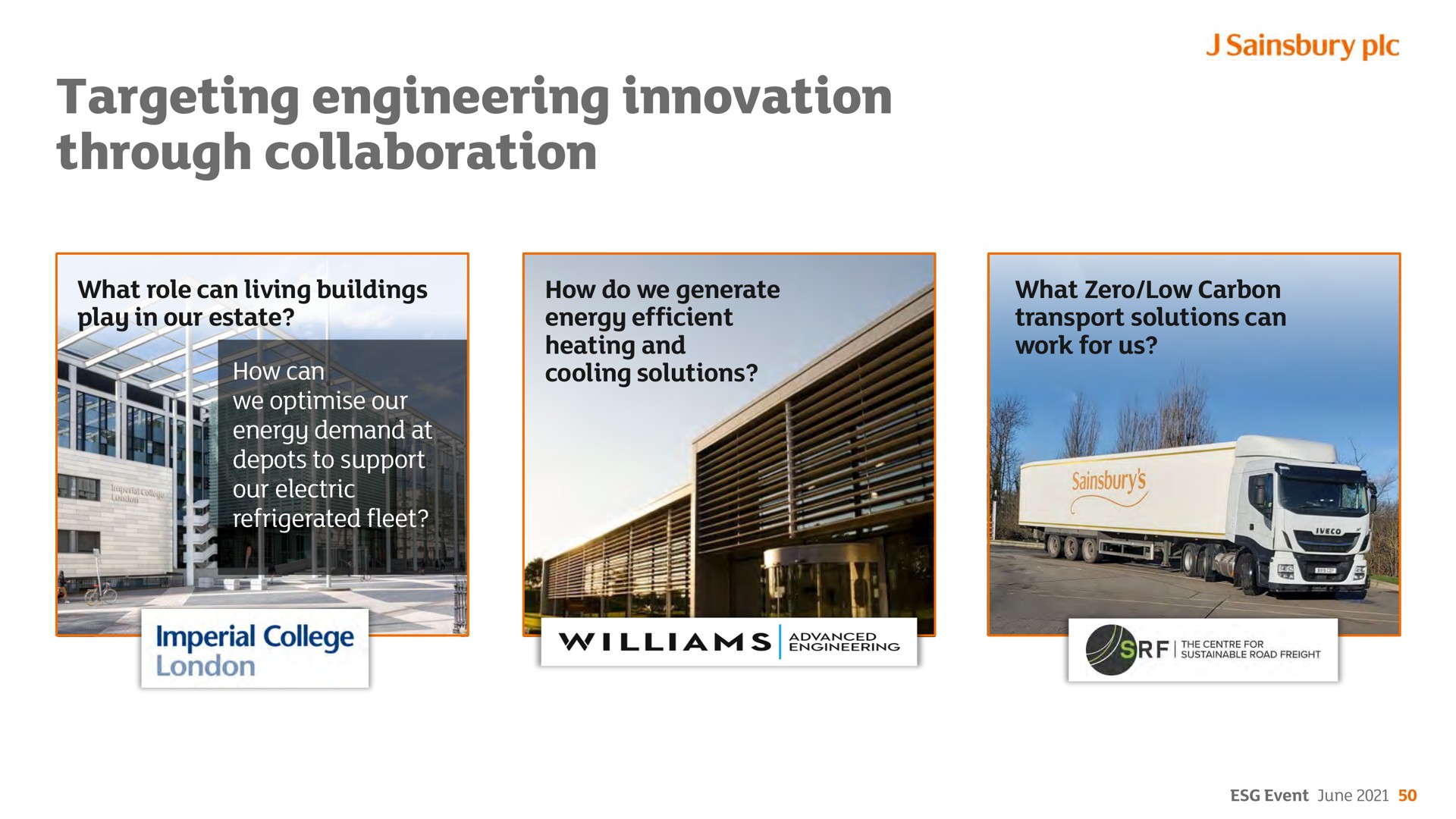 targeting engineering innovation through collaboration | Sainsbury's