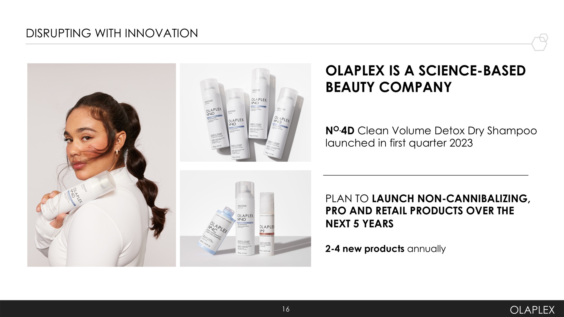 disrupting with innovation is a science based beauty company no clean volume dry shampoo launched in first quarter plan to launch non cannibalizing pro and retail products over the next years | Olaplex