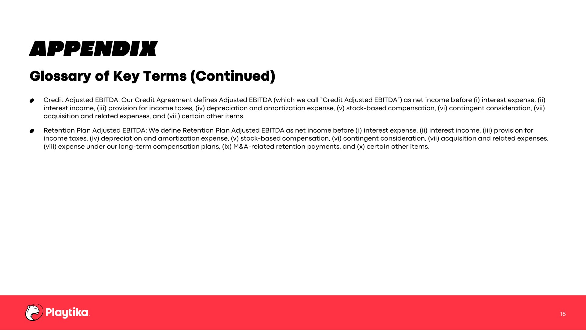 appendix glossary of key terms continued | Playtika