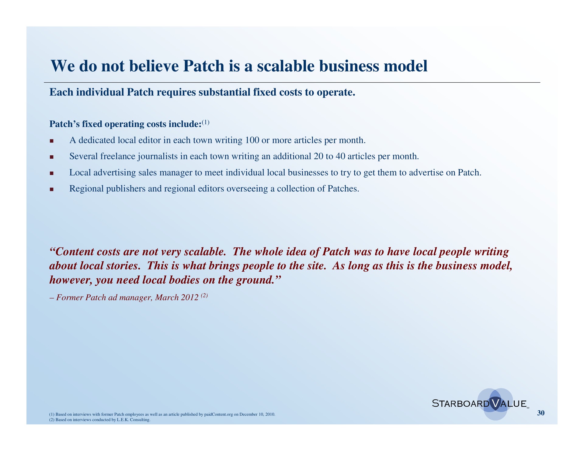 we do not believe patch is a scalable business model | Starboard Value