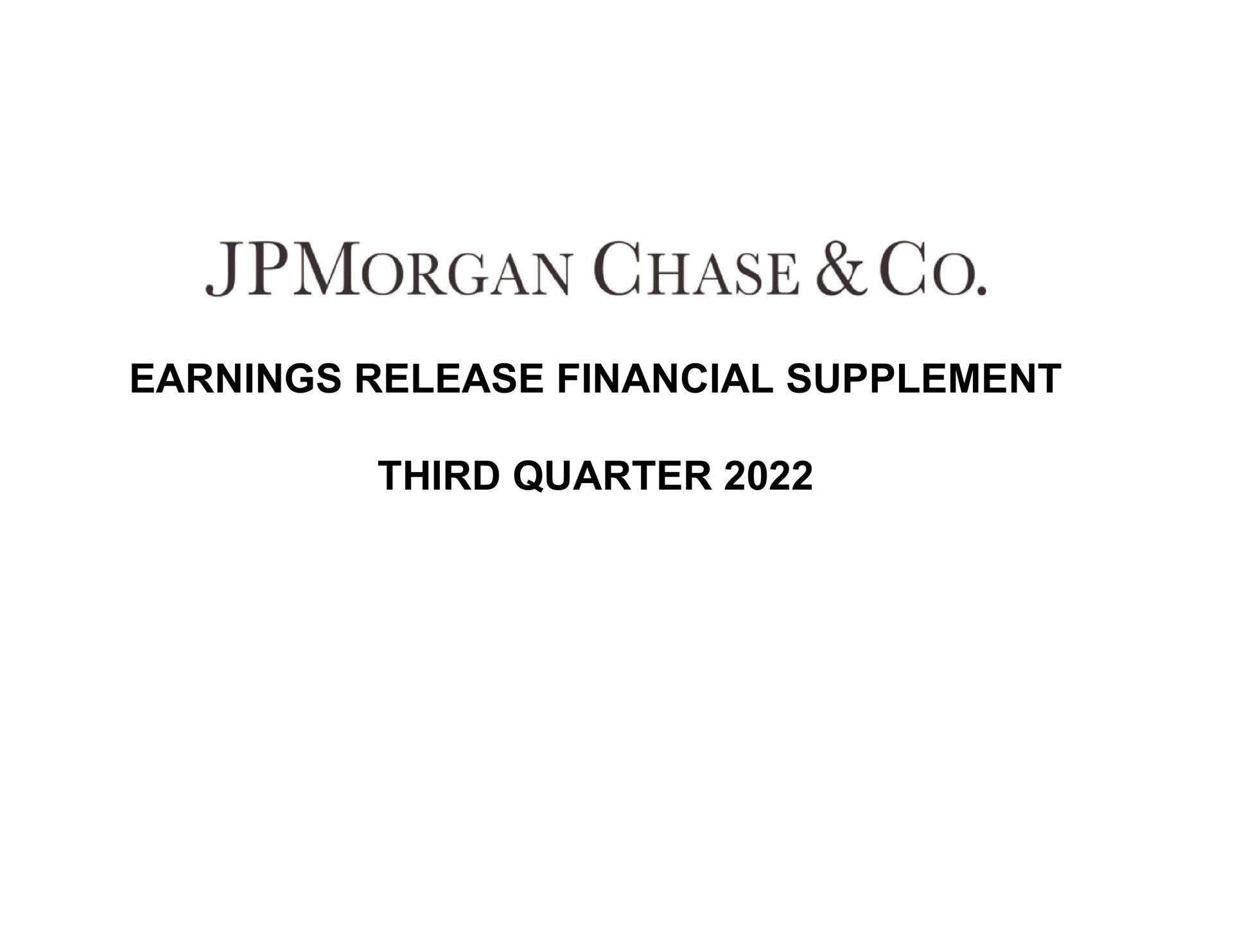 earnings release financial supplement third quarter chase | J.P.Morgan