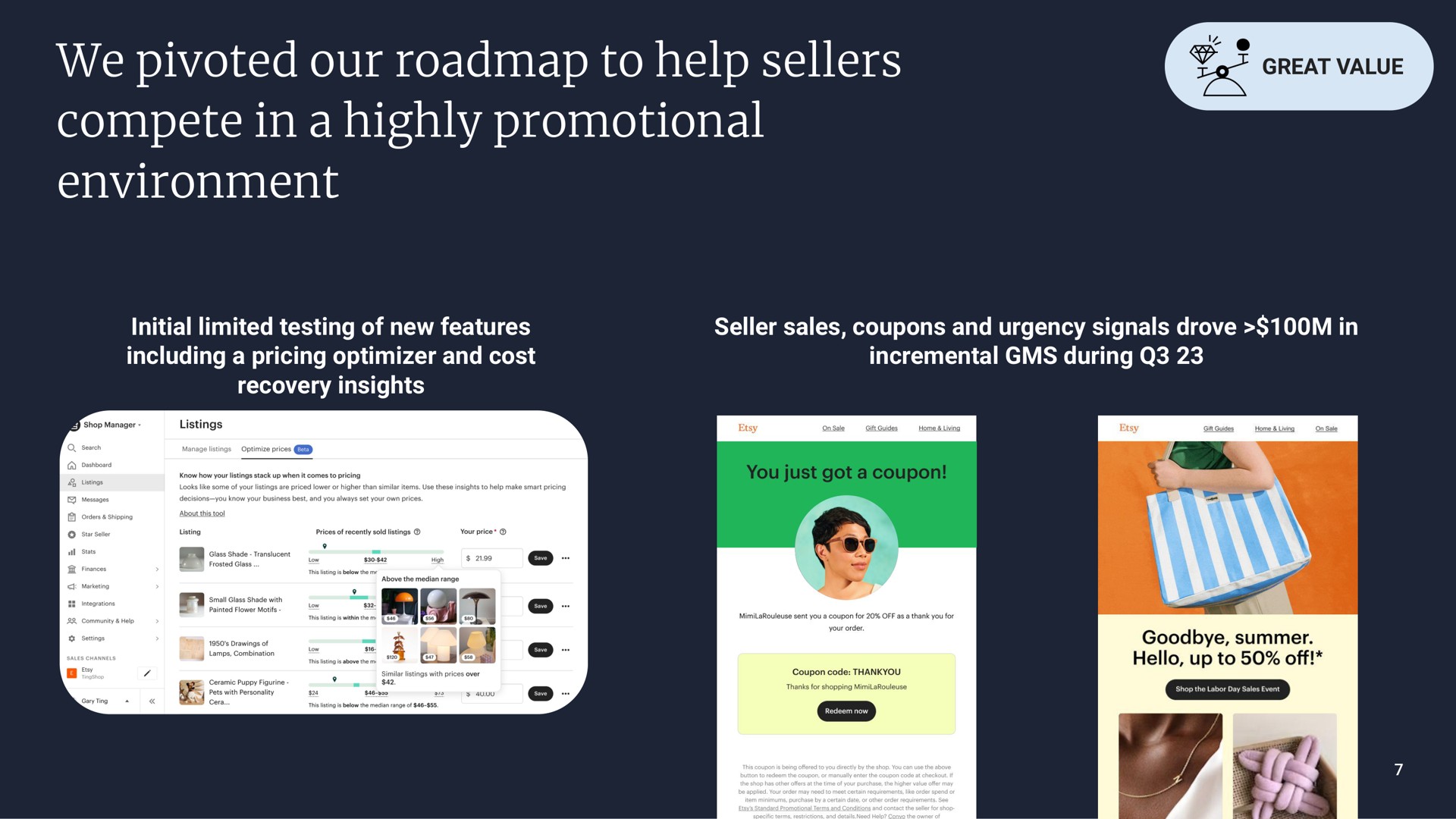 we pivoted our to help sellers compete in a highly promotional environment great value | Etsy