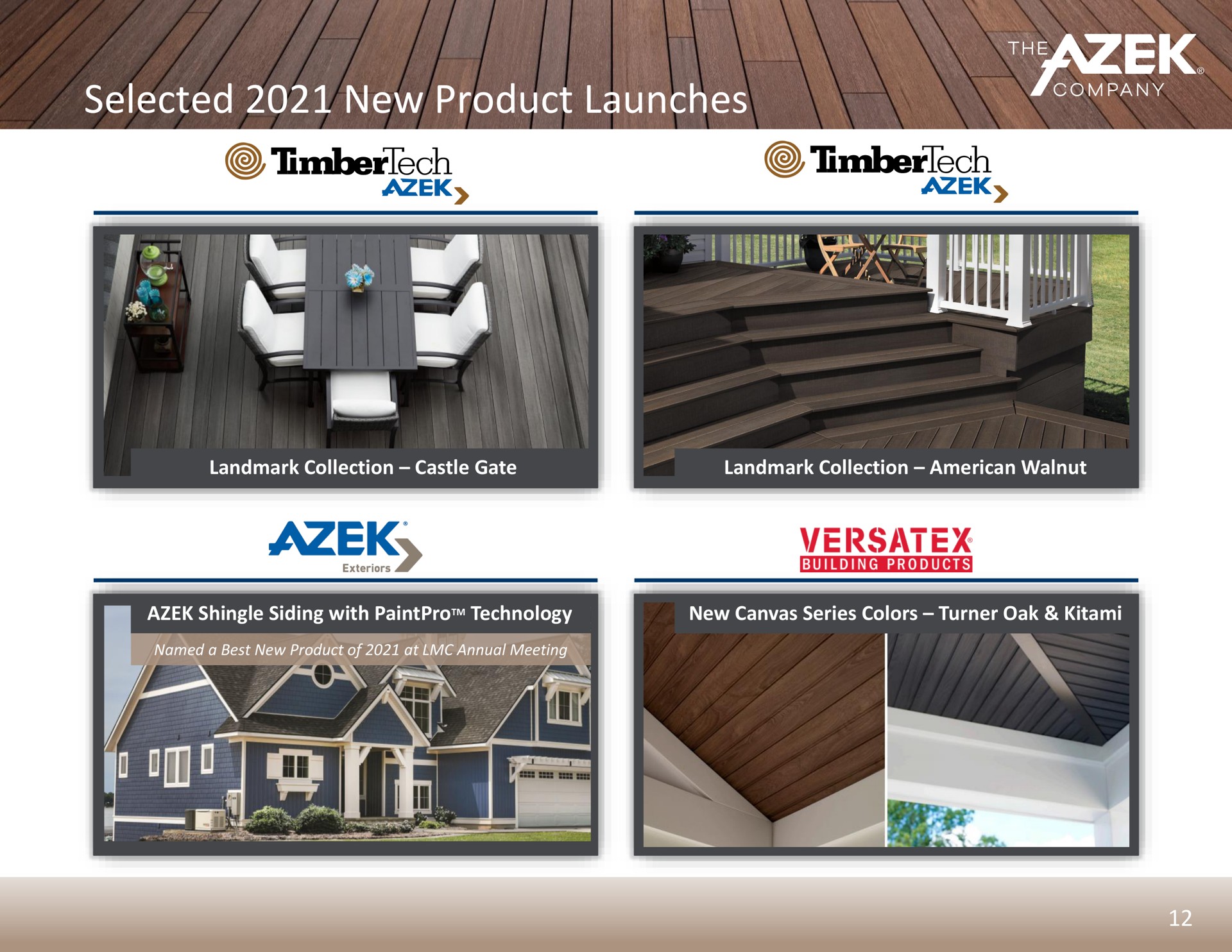 selected new product launches | Azek