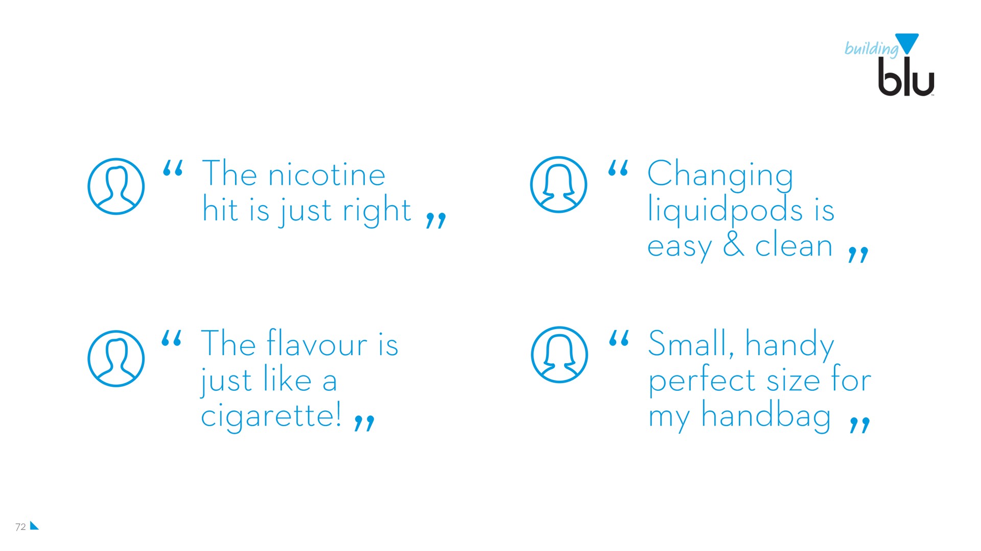 the nicotine changing hit is just right is easy clean the flavour is just like a cigarette small handy size for my handbag | Imperial Brands